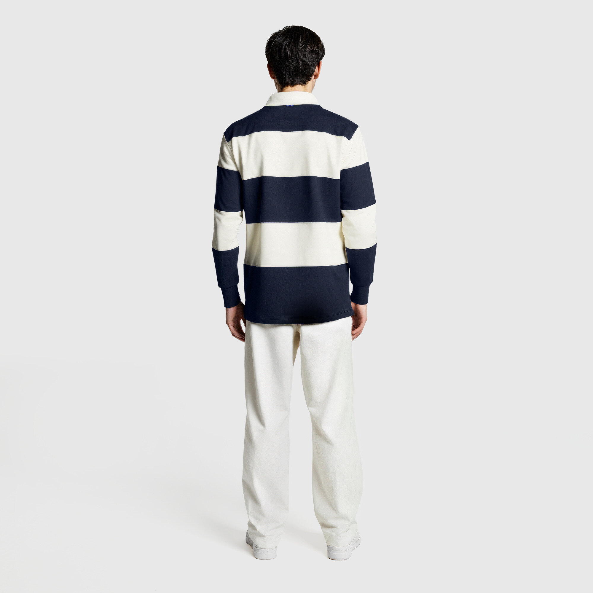Chelsea Varsity Striped Rugby Polo - Navy/Cream, , rebel_hi-res