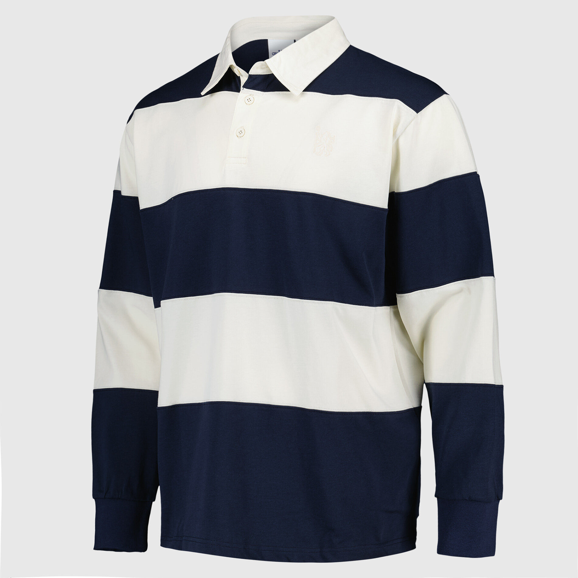 Chelsea Varsity Striped Rugby Polo - Navy/Cream, , rebel_hi-res