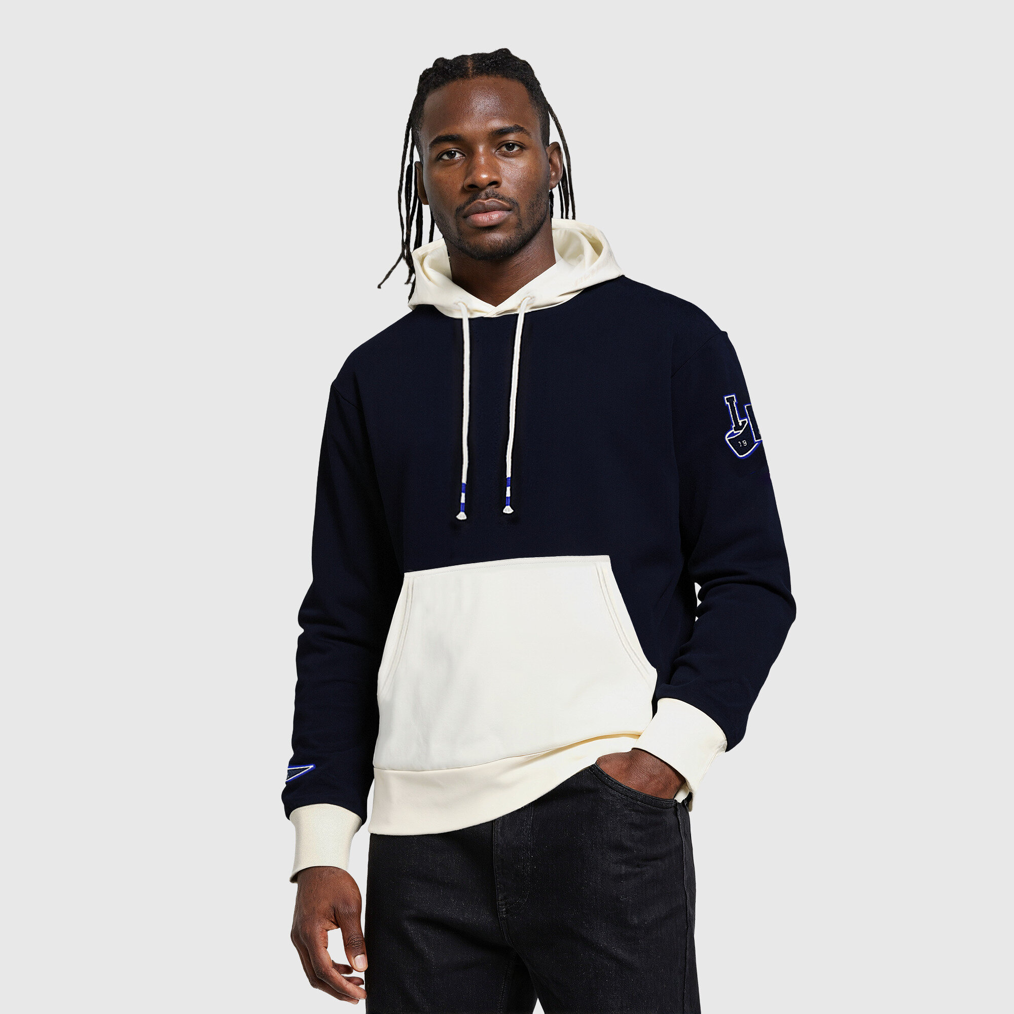 Chelsea Varsity Block Hoodie - Navy/Cream, , rebel_hi-res