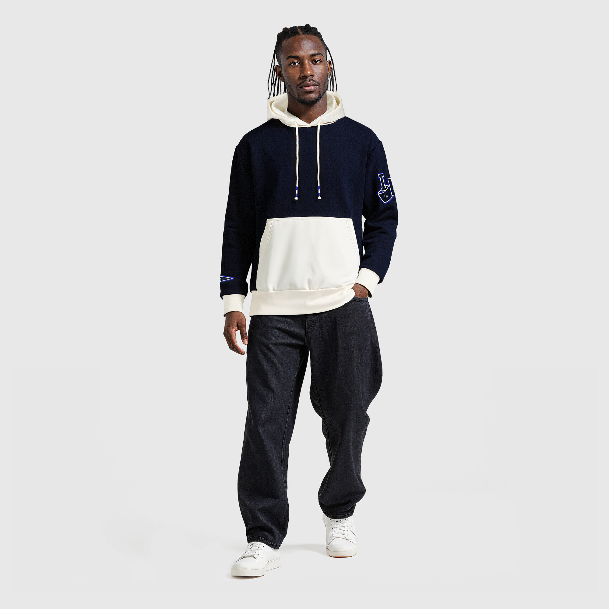 Chelsea Varsity Block Hoodie - Navy/Cream, , rebel_hi-res