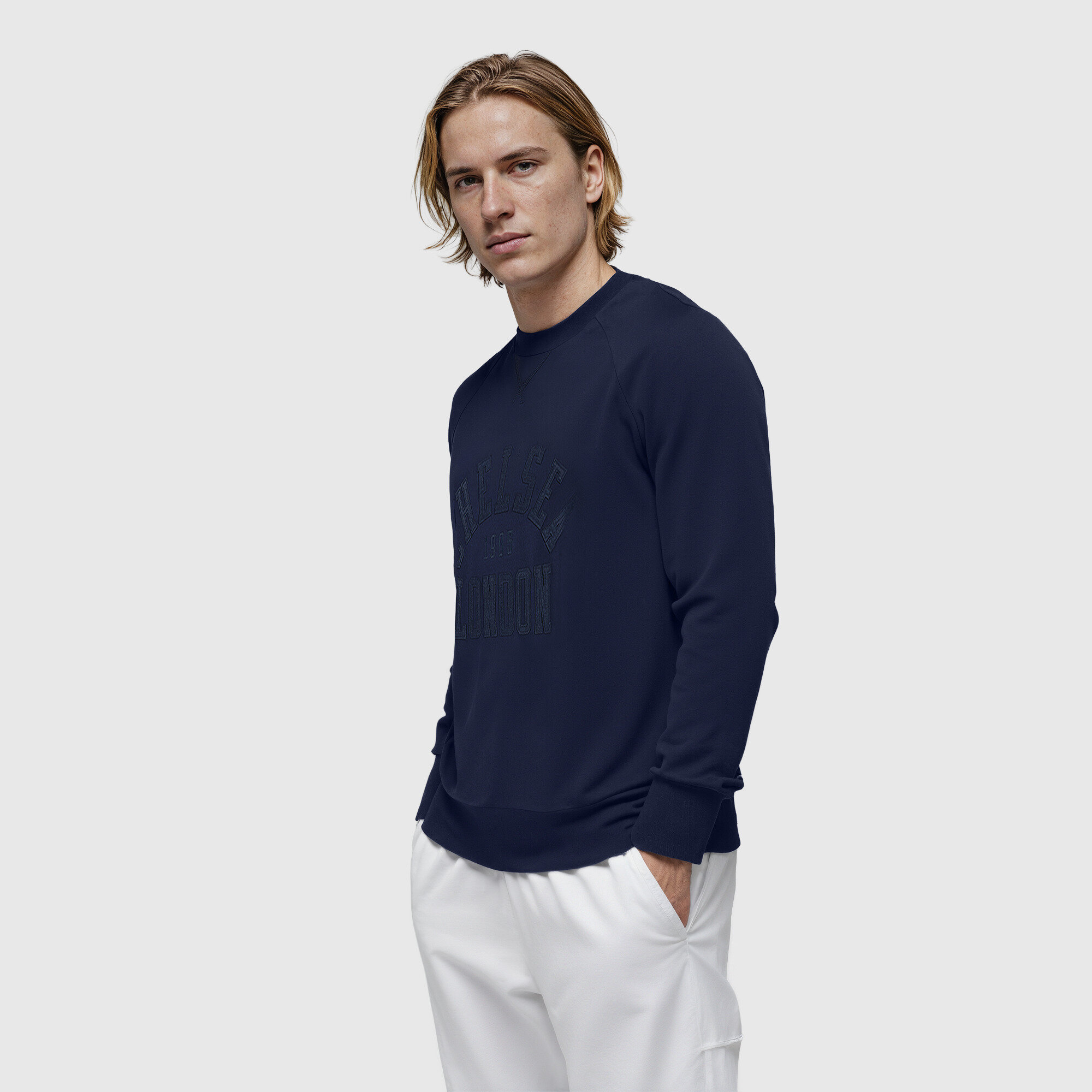 Chelsea Varsity Raglan Sweater - Navy, , rebel_hi-res
