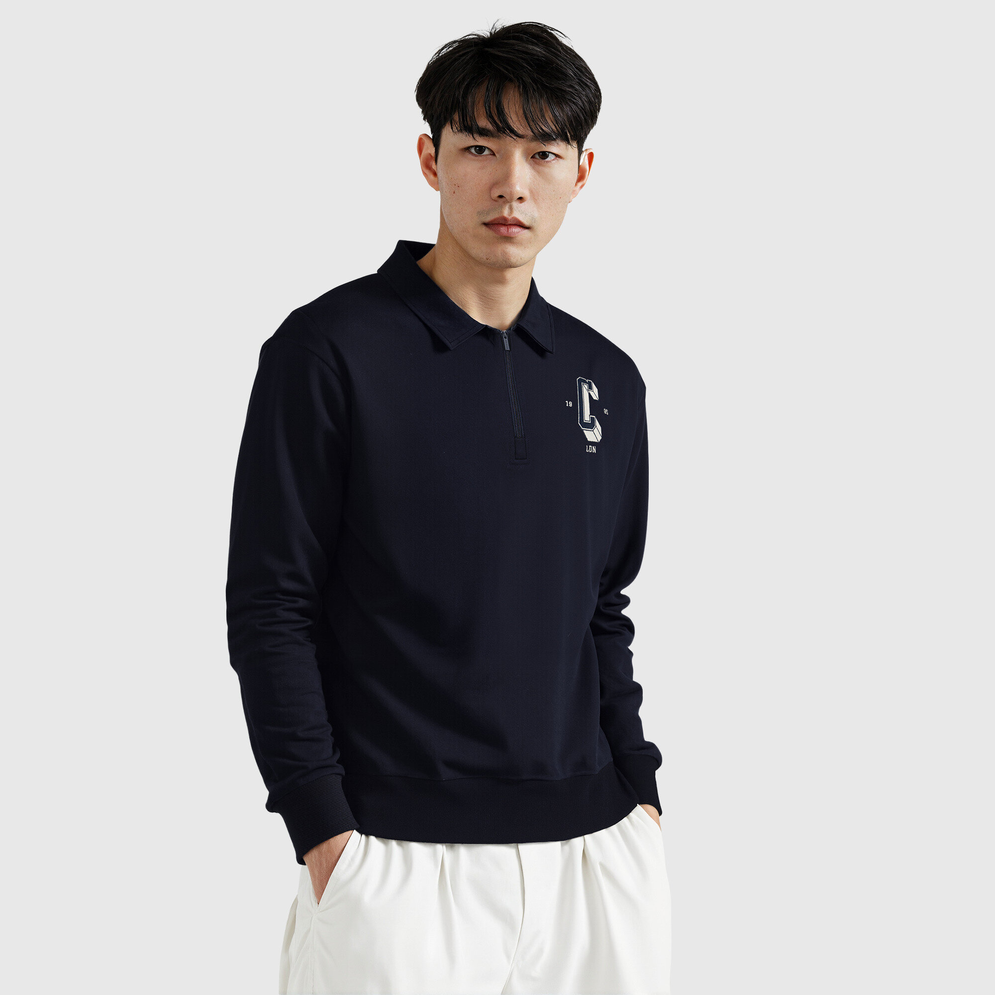 Chelsea Varsity 1/4 Zip Polo Sweat - Navy, , rebel_hi-res