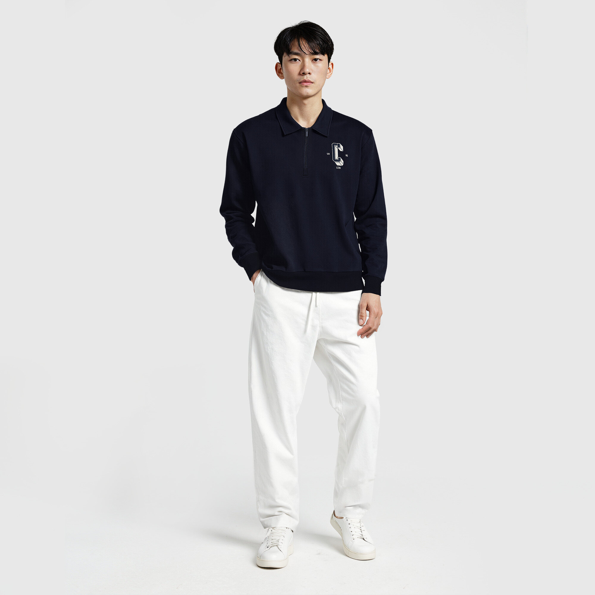 Chelsea Varsity 1/4 Zip Polo Sweat - Navy, , rebel_hi-res
