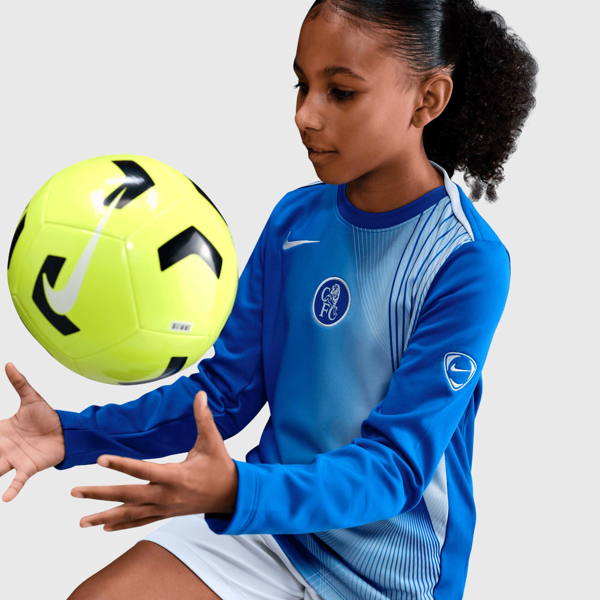 Chelsea Nike Pre Match Long Sleeve Top - Blue - Kids, , rebel_hi-res