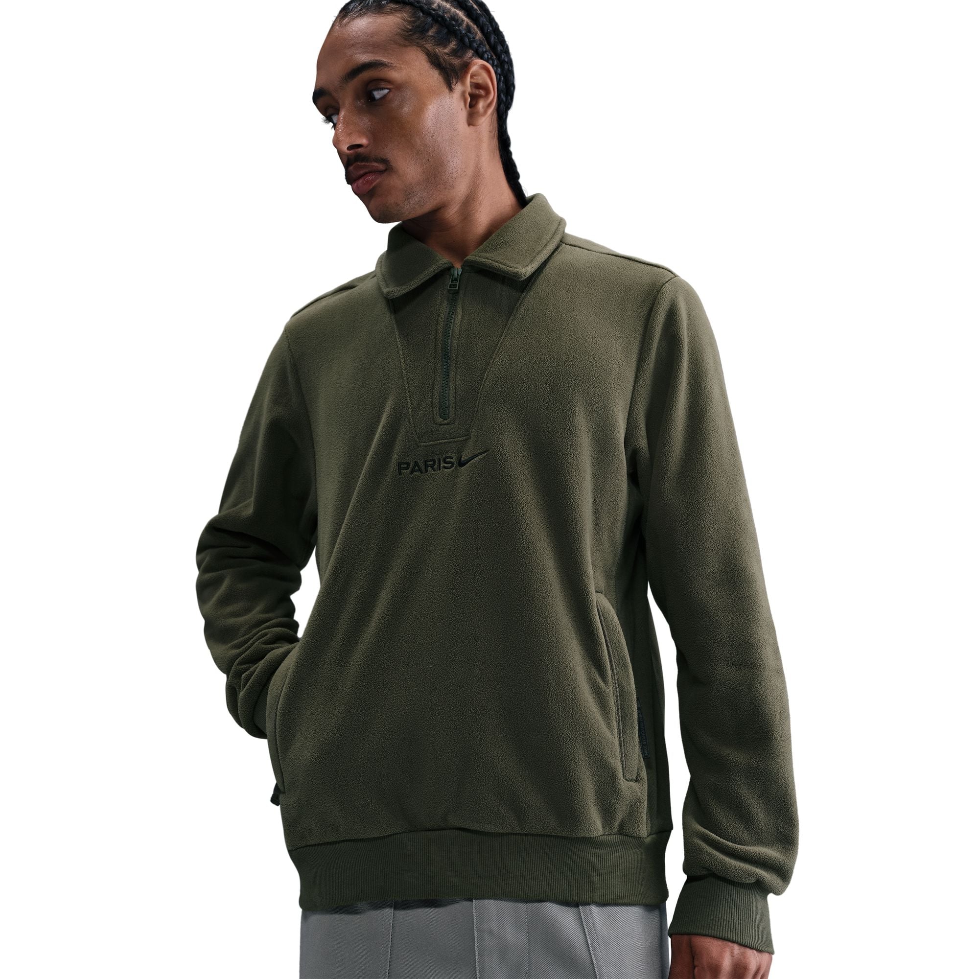 PSG Nike Winter Quarter Zip Hoodie - Khaki
