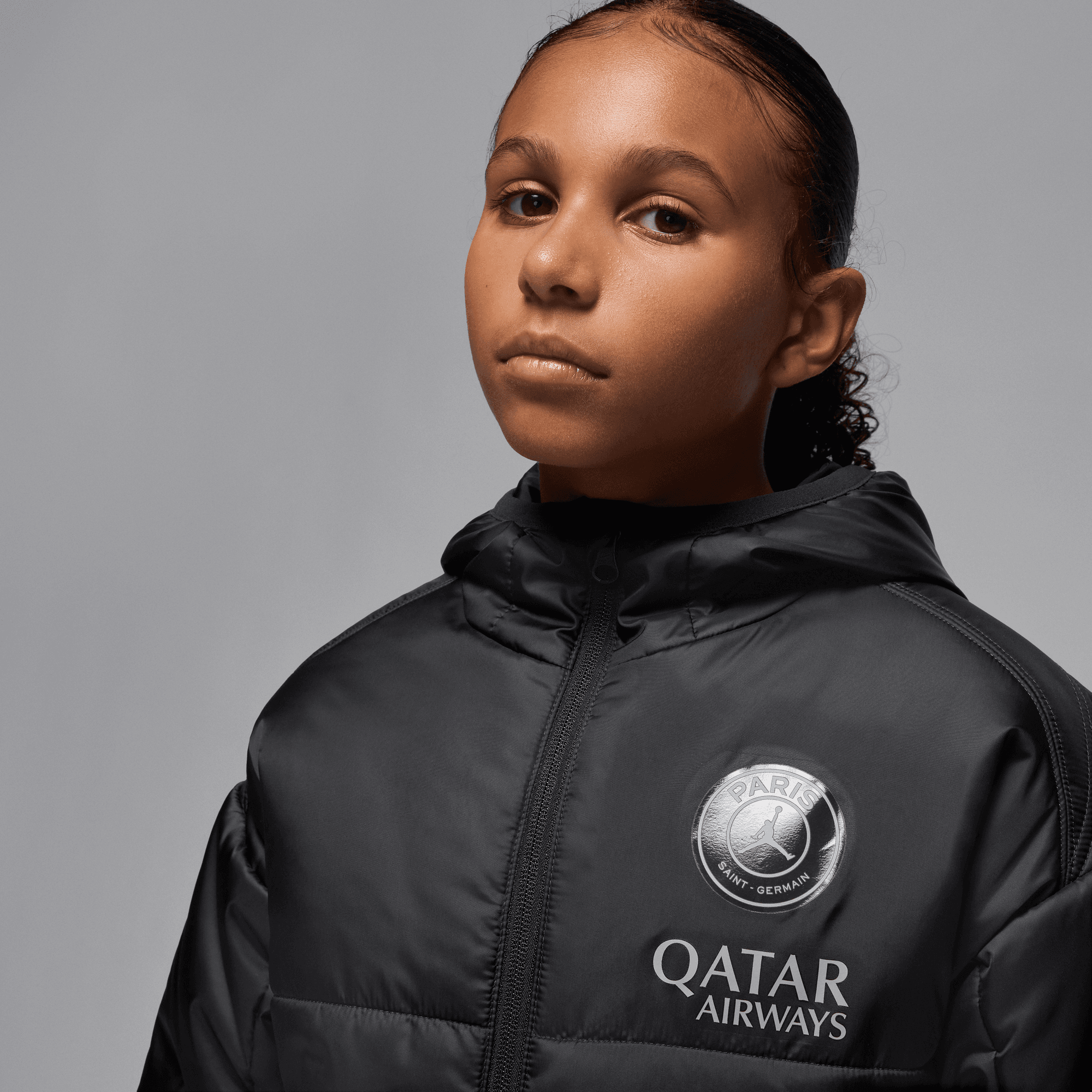 PSG Jordan Academy Pro Therma Fit Down Jacket - Black - Kids, , rebel_hi-res