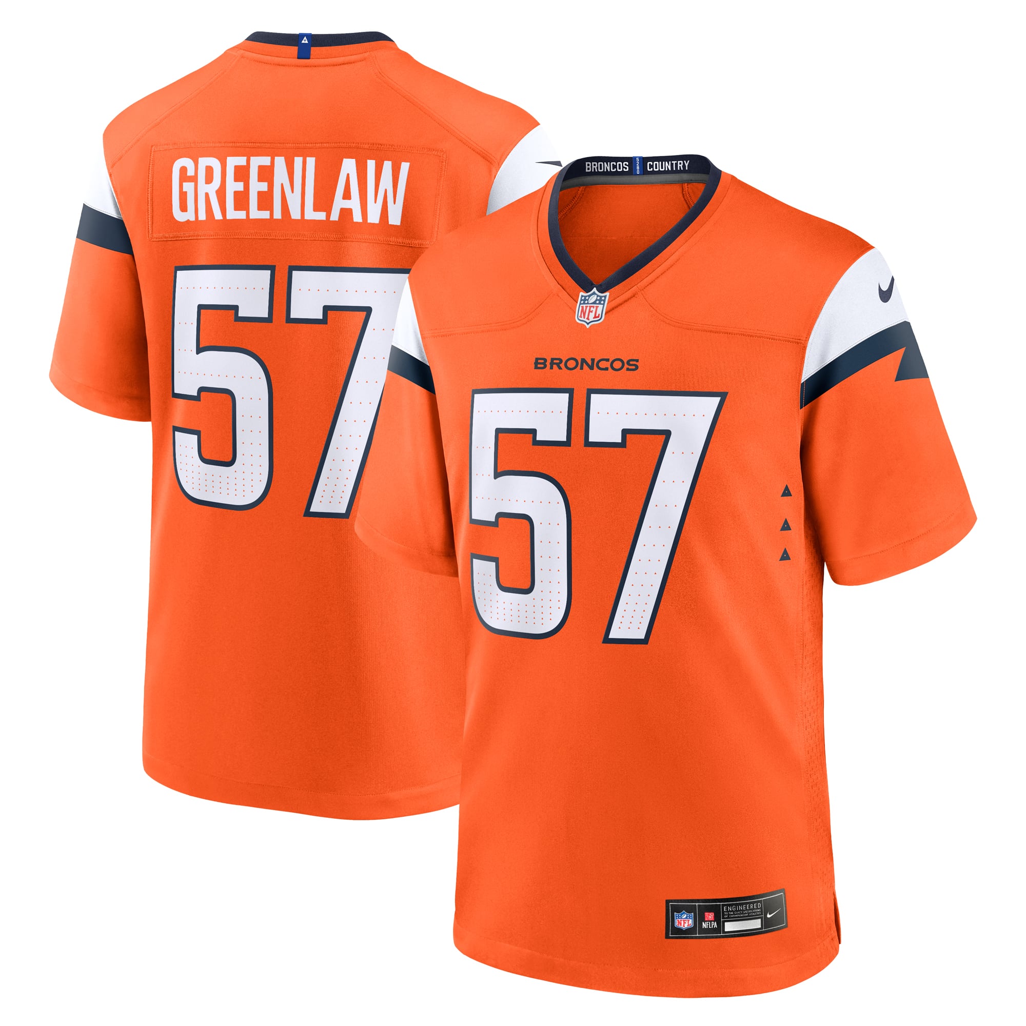 Denver Broncos Nike Home Game Jersey - Orange - Dre Greenlaw - Mens