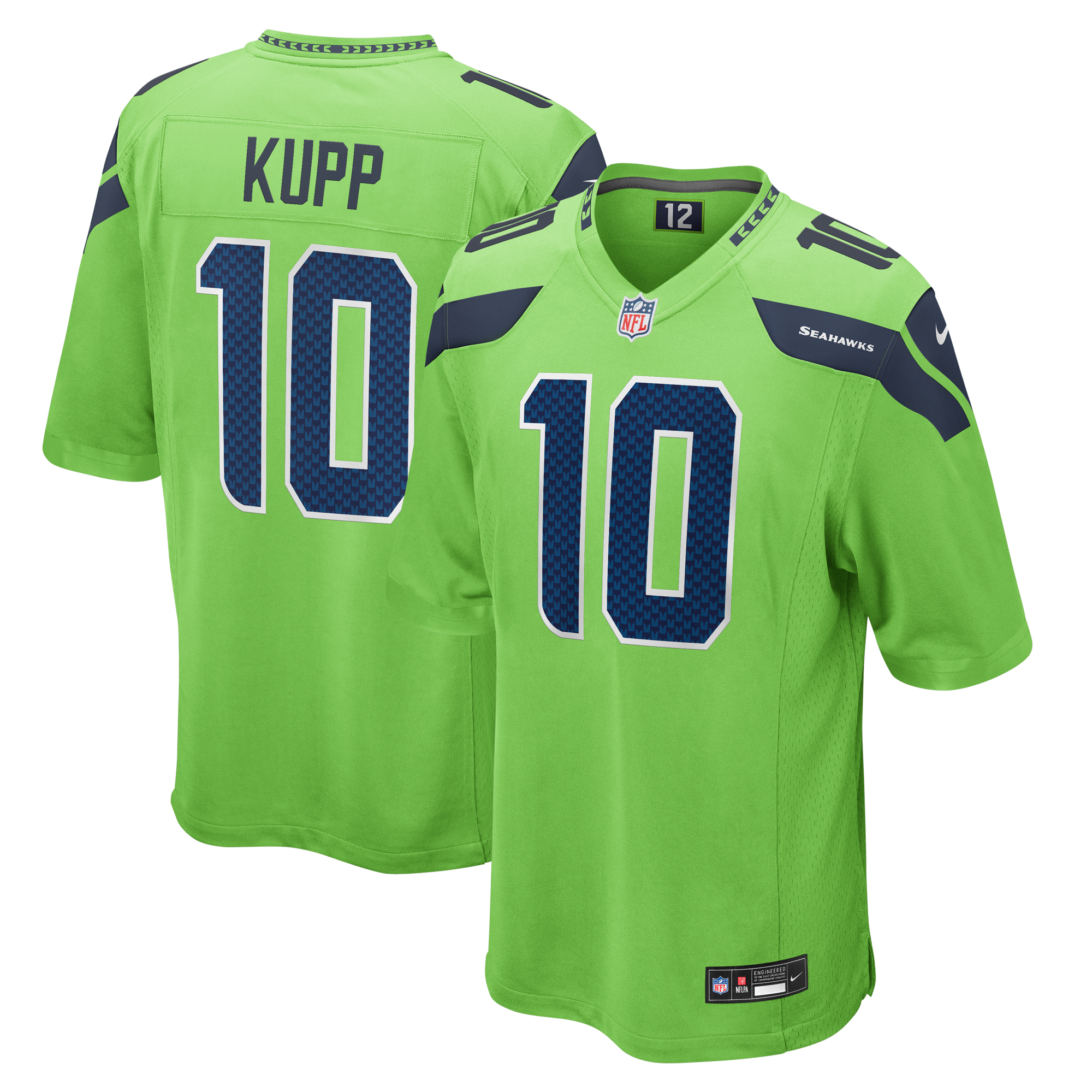 Seattle Seahawks Nike Secondary Alternate Game Jersey - Neon Green - Cooper Kupp - Mens, , rebel_hi-res