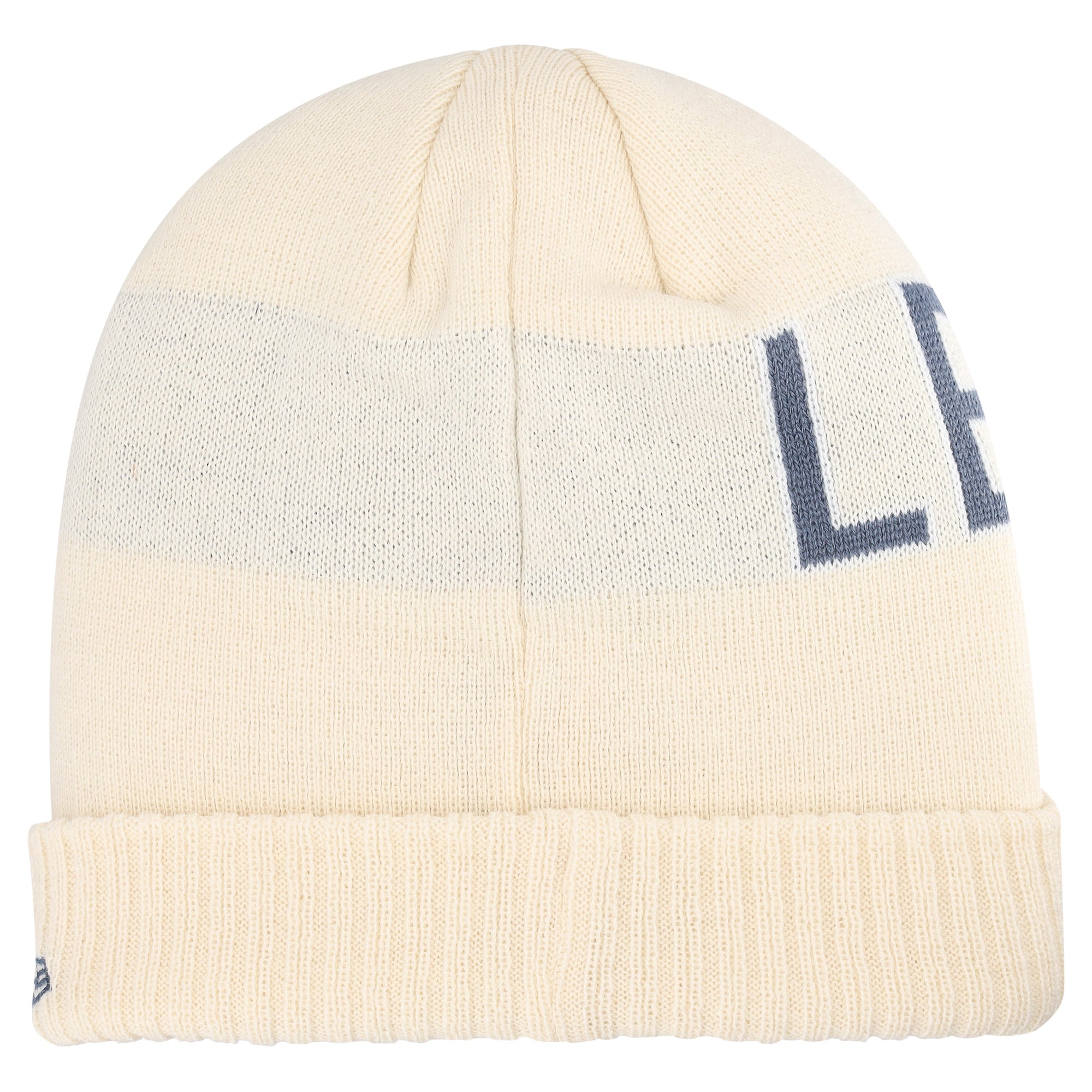 Leeds United New Era Wordmark Cuff Beanie - Light Cream - Unisex, , rebel_hi-res