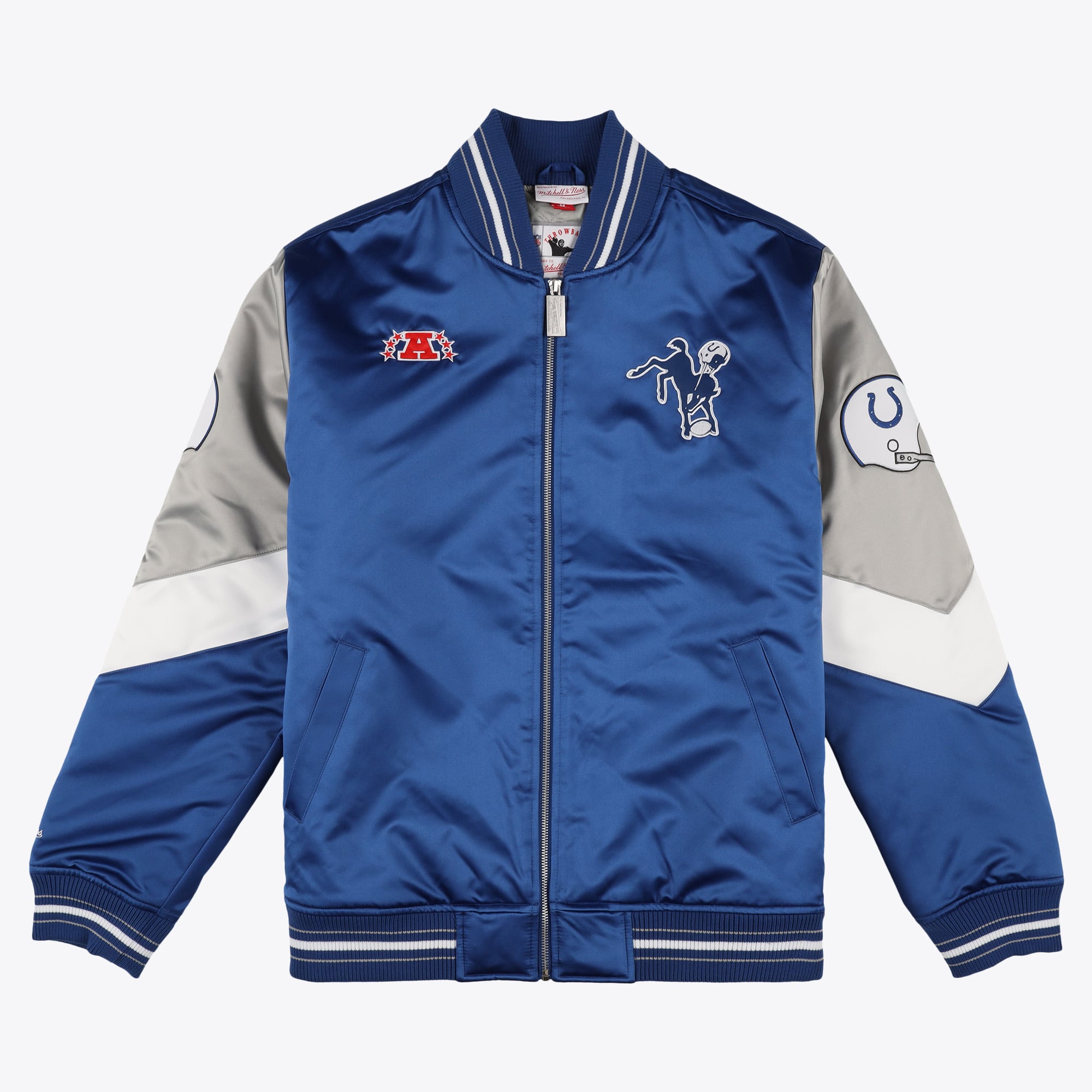 Indianapolis Colts Mitchell & Ness Throw It Back Heavyweight Satin Jacket - Mens