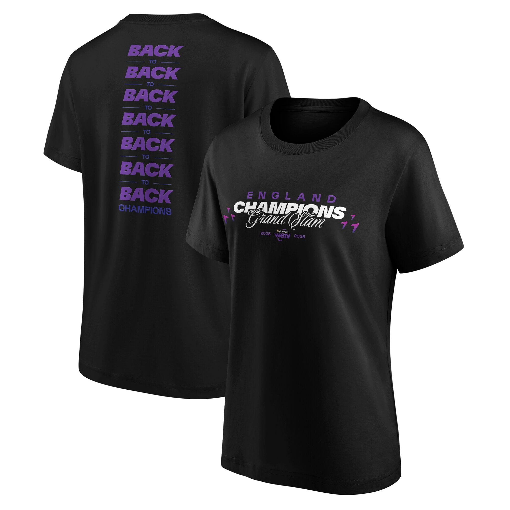 Guinness Womens Six Nations 2025 England Grand Slam Champions T-Shirt - Black - Womens