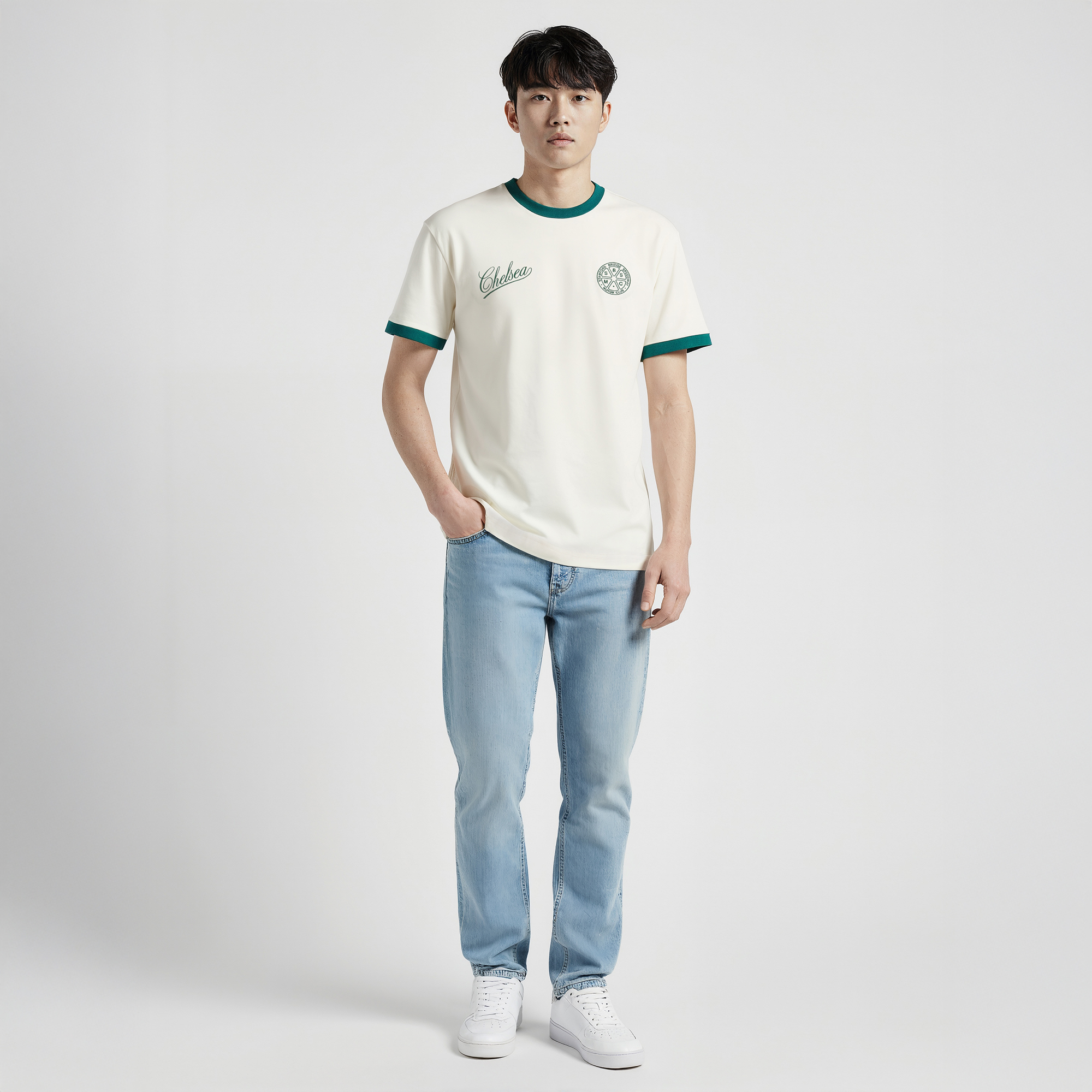 Chelsea Speedway Ringer T-Shirt - Off White, , rebel_hi-res