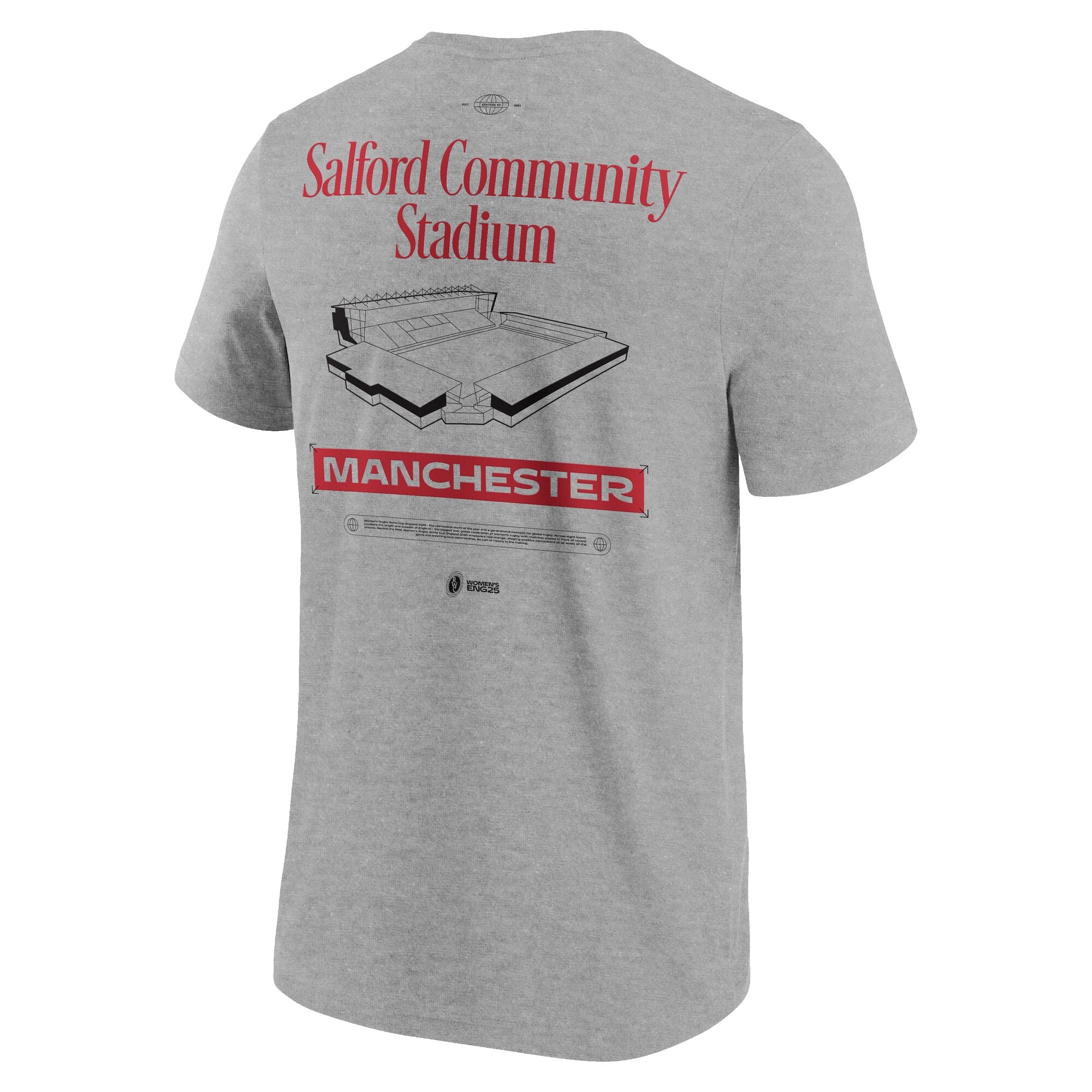Women's Rugby World Cup ENG25 Cities Graphic T-Shirt - Manchester - Grey, , rebel_hi-res