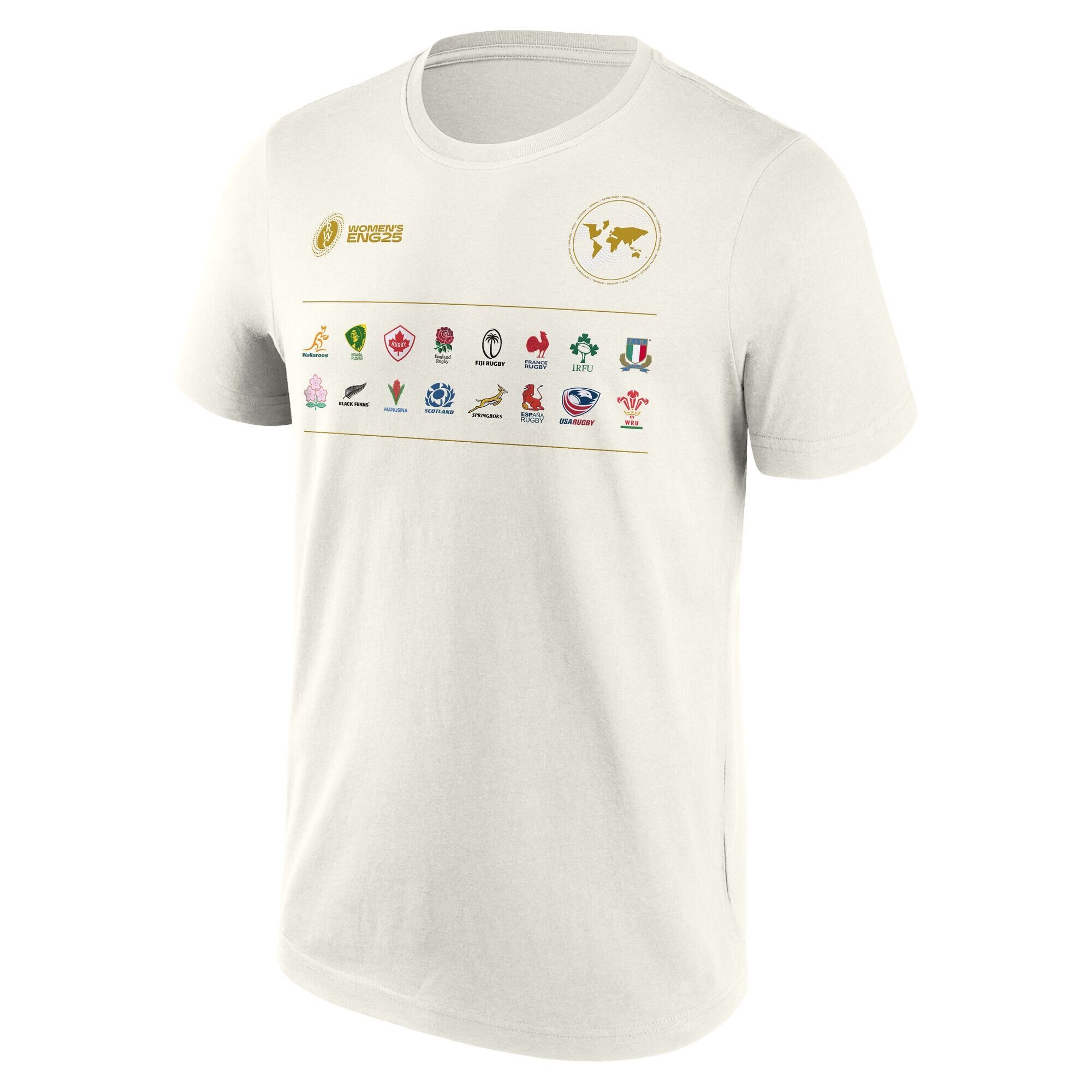 Women's Rugby World Cup 2025 All Nations T-Shirt - Cream, , rebel_hi-res