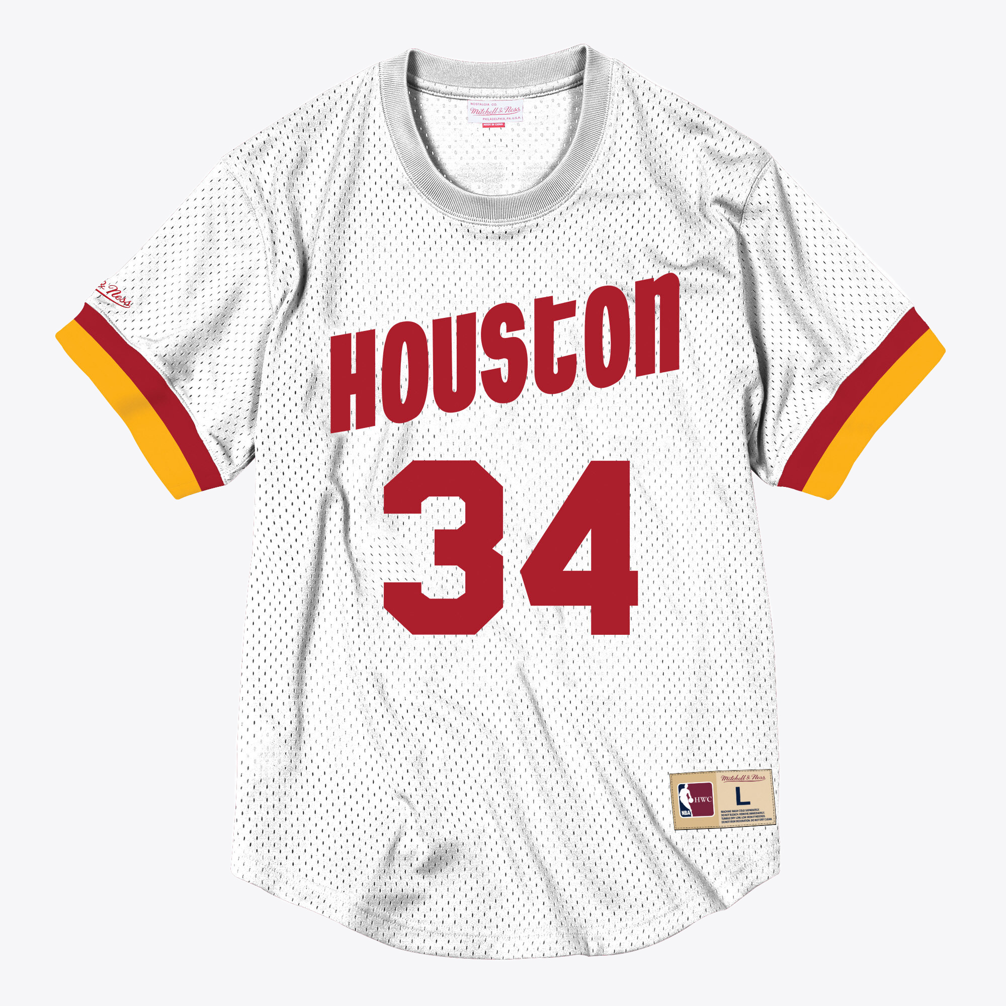 Houston Rockets Mitchell & Ness Mesh Crewneck Hakeem Olajuwon, , rebel_hi-res