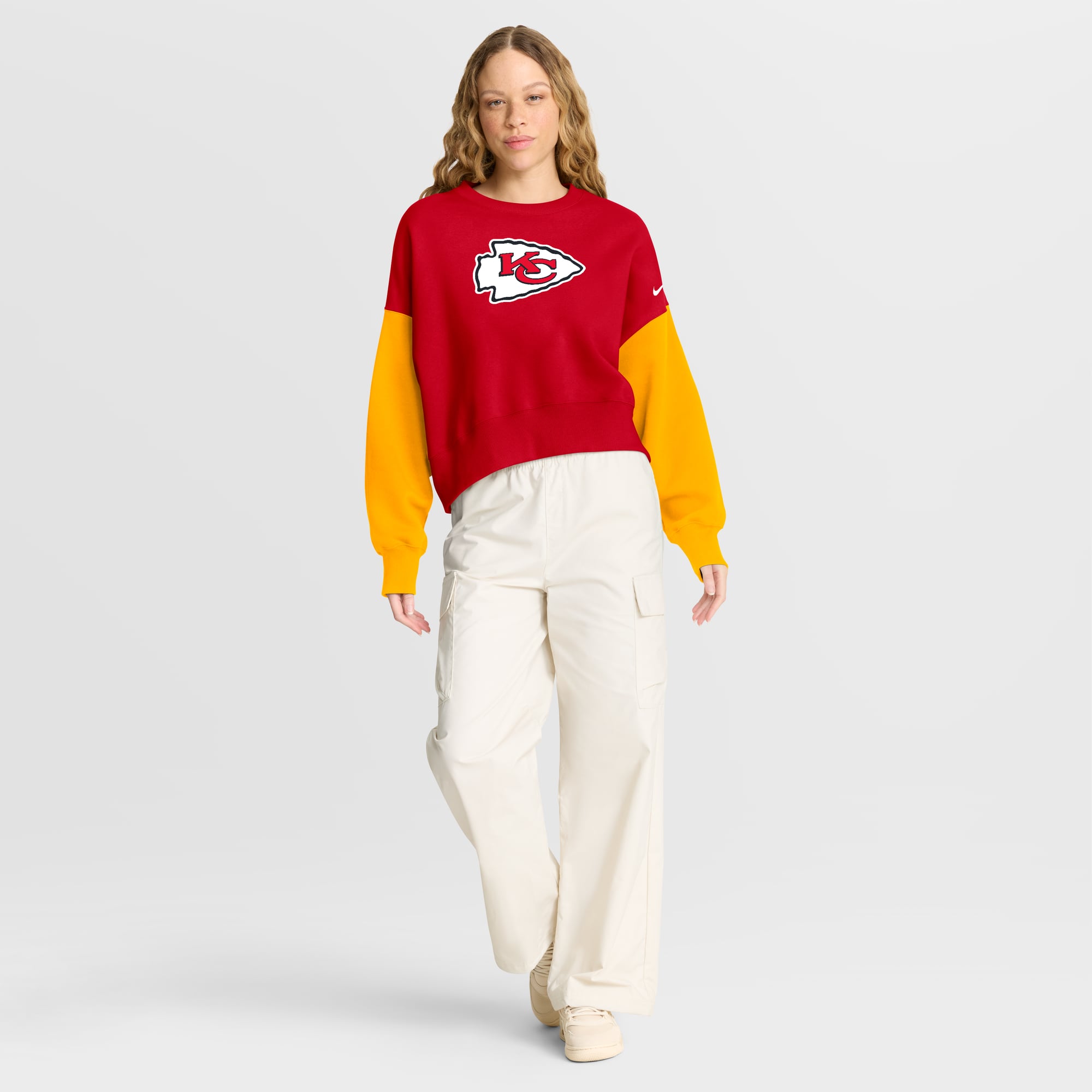 Kansas City Chiefs Nike Oversized Crew Fleece - Womens, , rebel_hi-res
