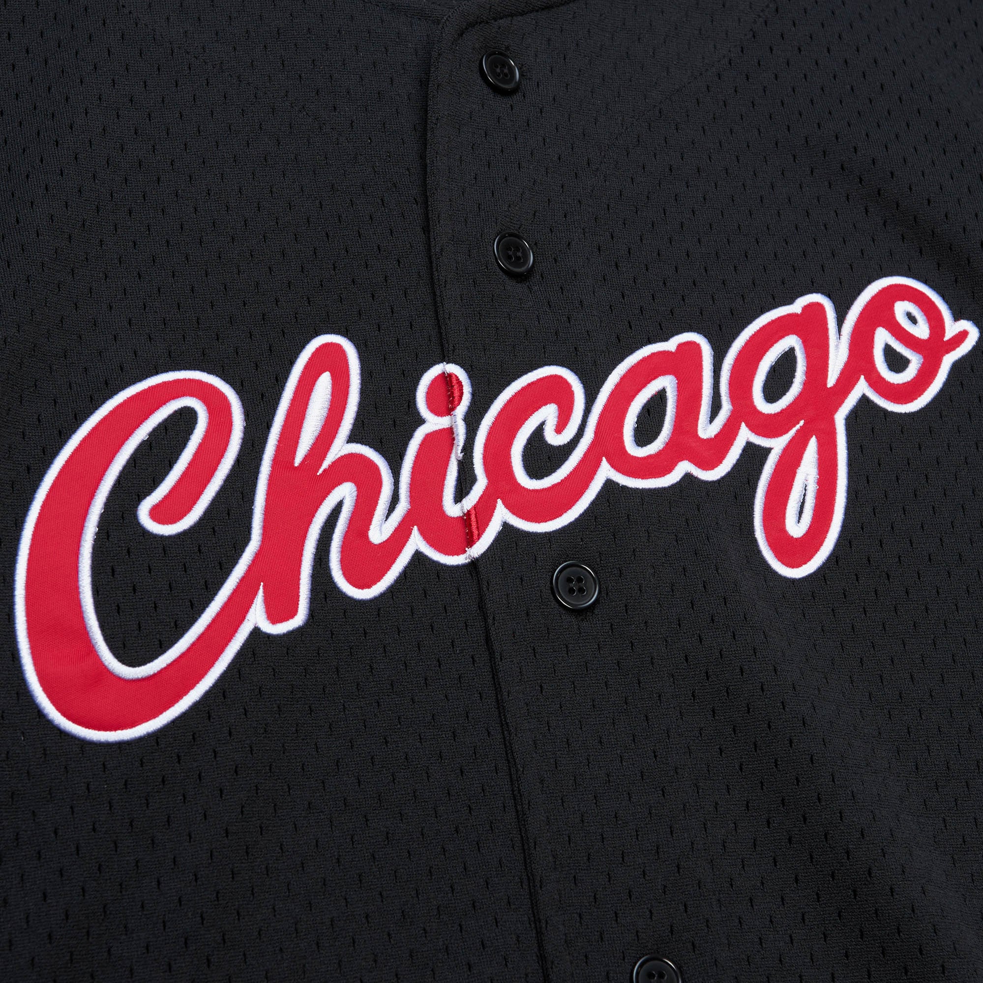Chicago Bulls Mitchell & Ness On The Clock Mesh Button Front Shirt, , rebel_hi-res