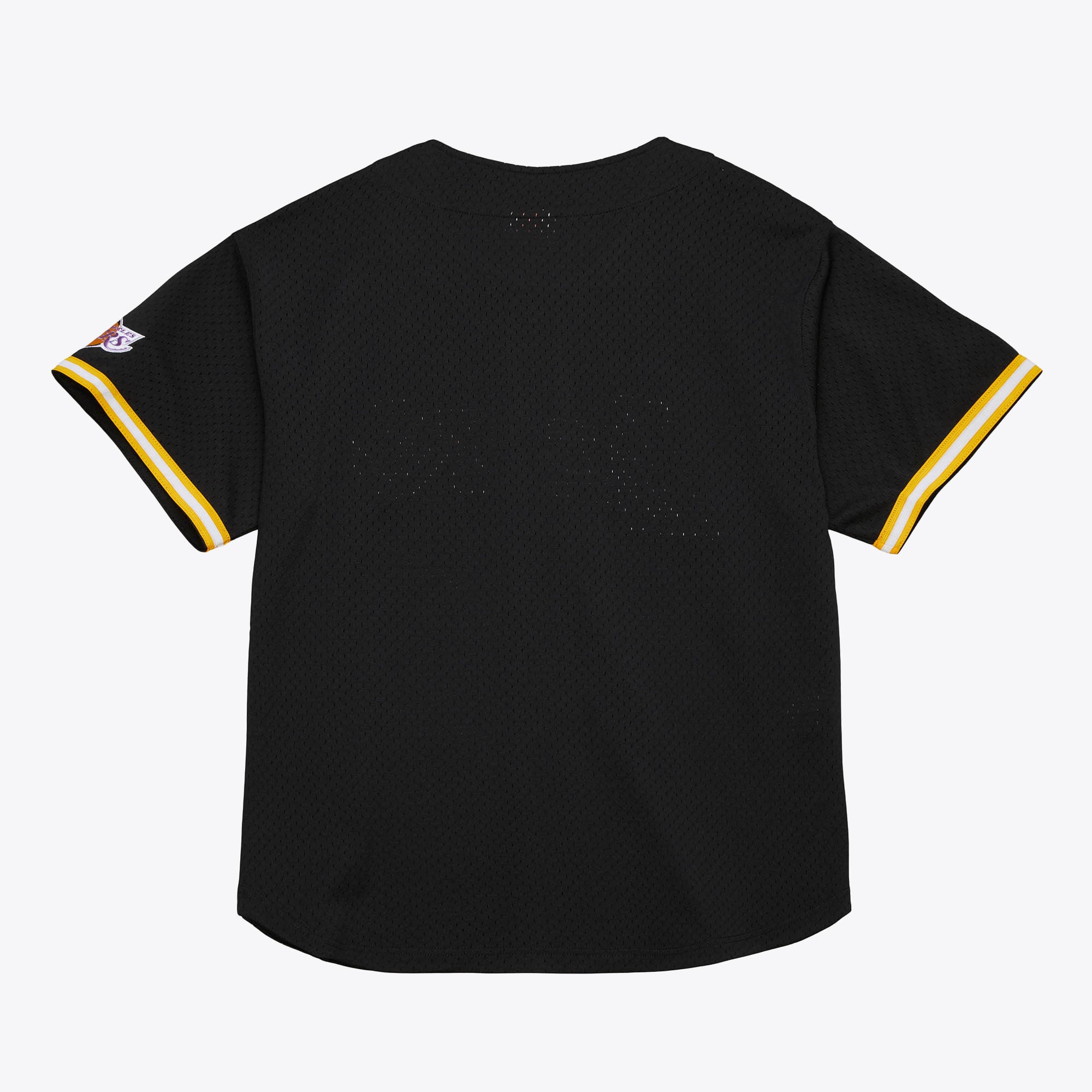 Los Angeles Lakers Mitchell & Ness On The Clock Mesh Button Front Shirt, , rebel_hi-res