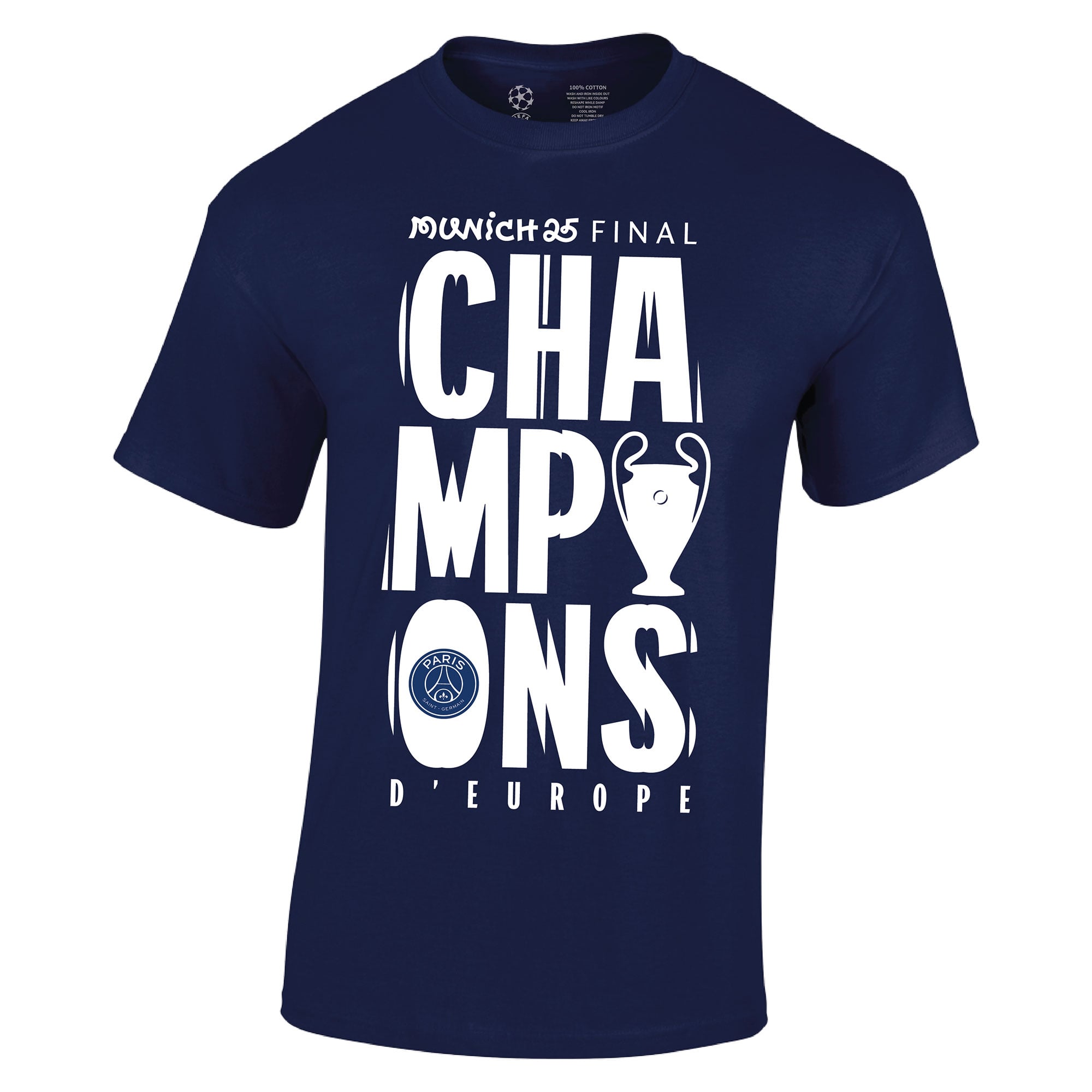PSG UCL Champions 2025 Large Graphic T-Shirt - Navy, , rebel_hi-res