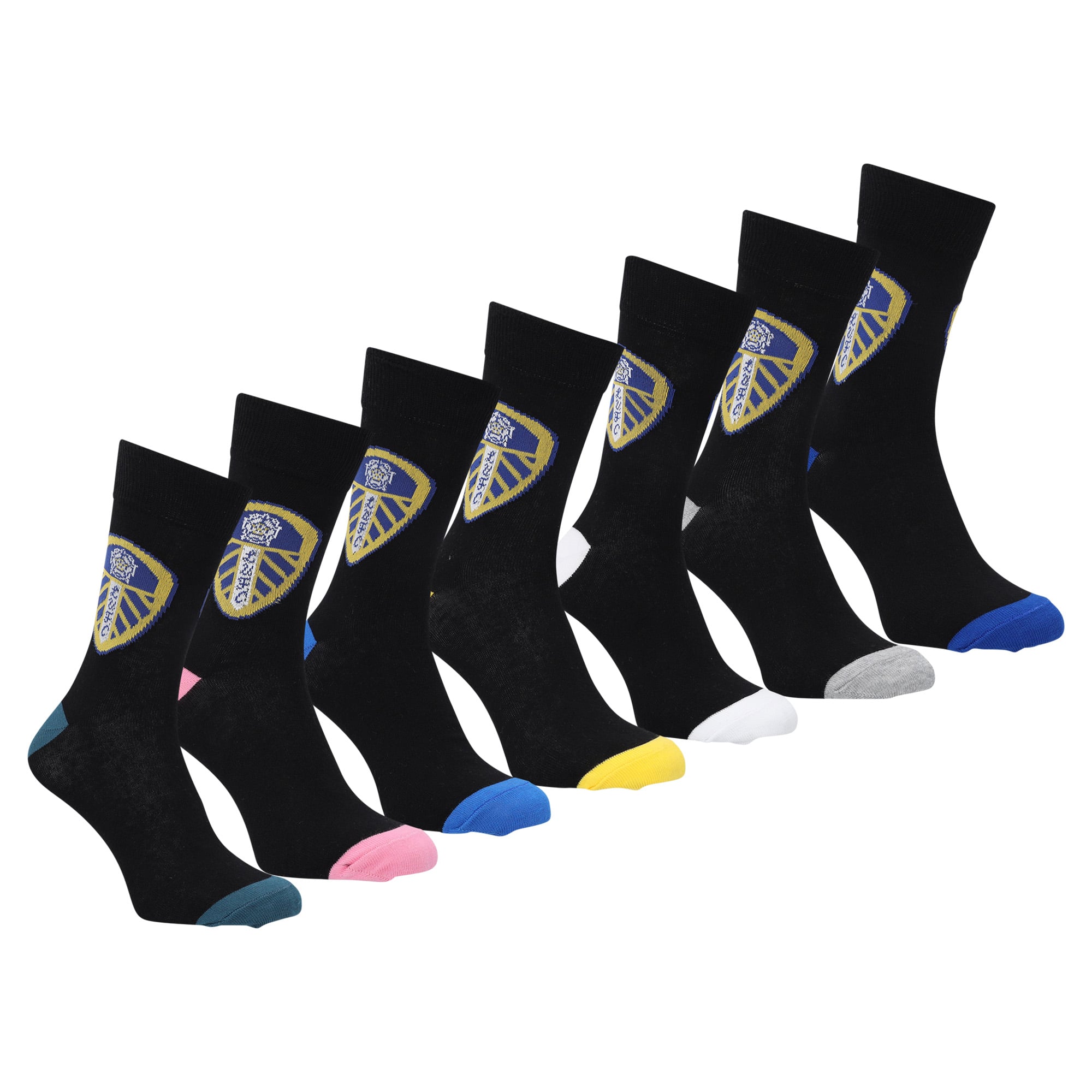 Leeds United Days Of The Week 7 Pack Socks - Black - Adults, , rebel_hi-res