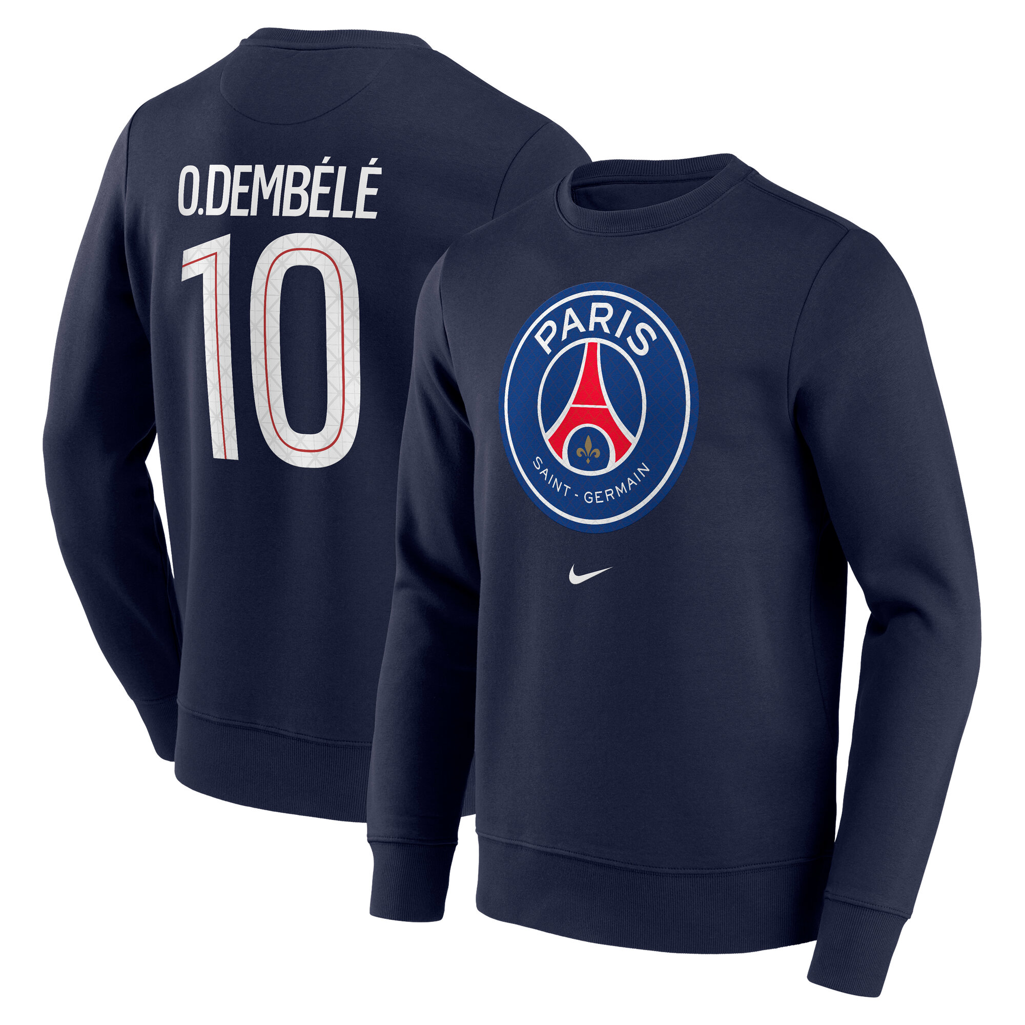 PSG Nike O. Demb&eacute;l&eacute; 10 Graphic Crew Sweatshirt - Navy - Mens, , rebel_hi-res