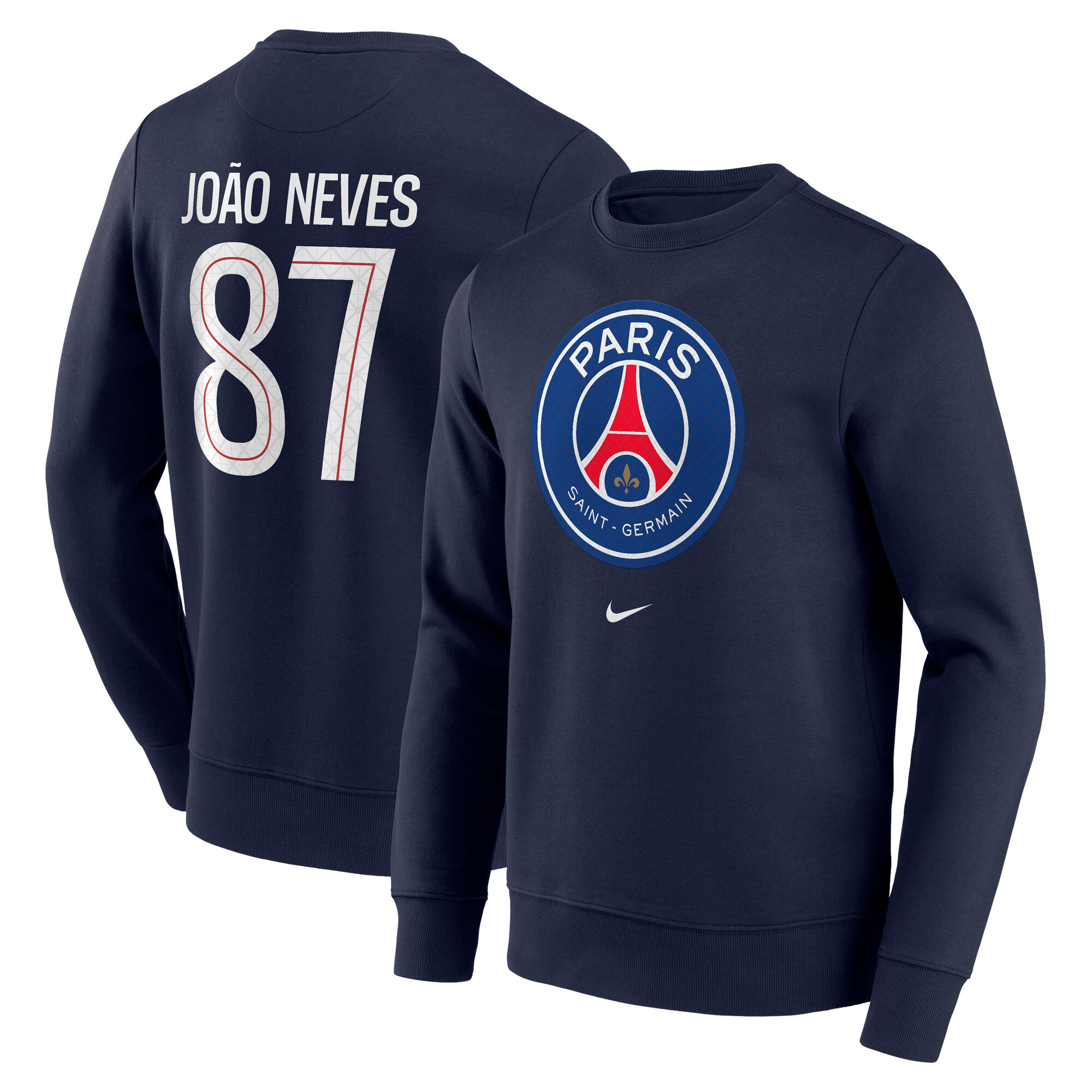 PSG Nike Jo&atilde;o Neves 87 Graphic Crew Sweatshirt - Navy - Mens, , rebel_hi-res