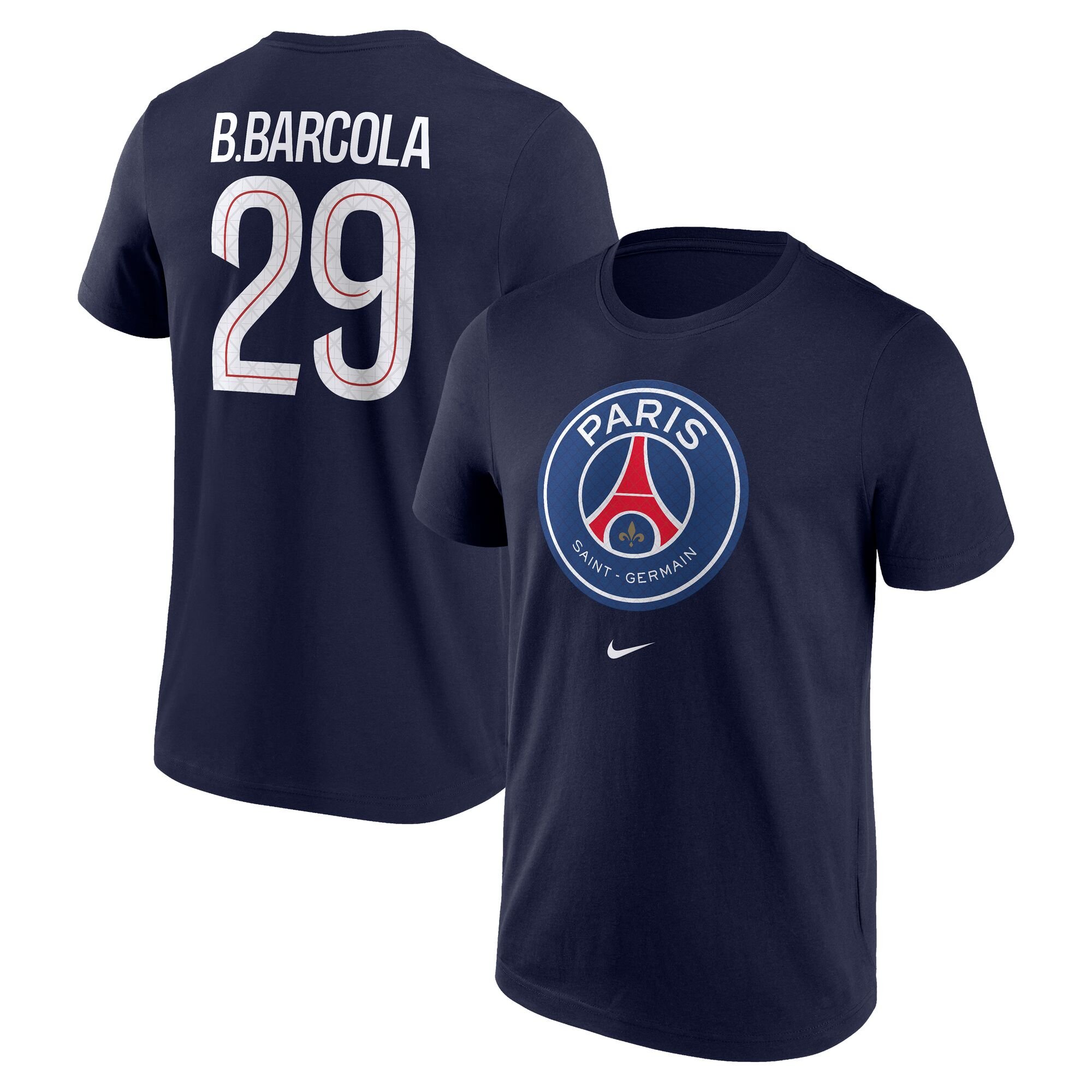 PSG Nike Barcola 29 Graphic T-Shirt - Navy - Mens, , rebel_hi-res