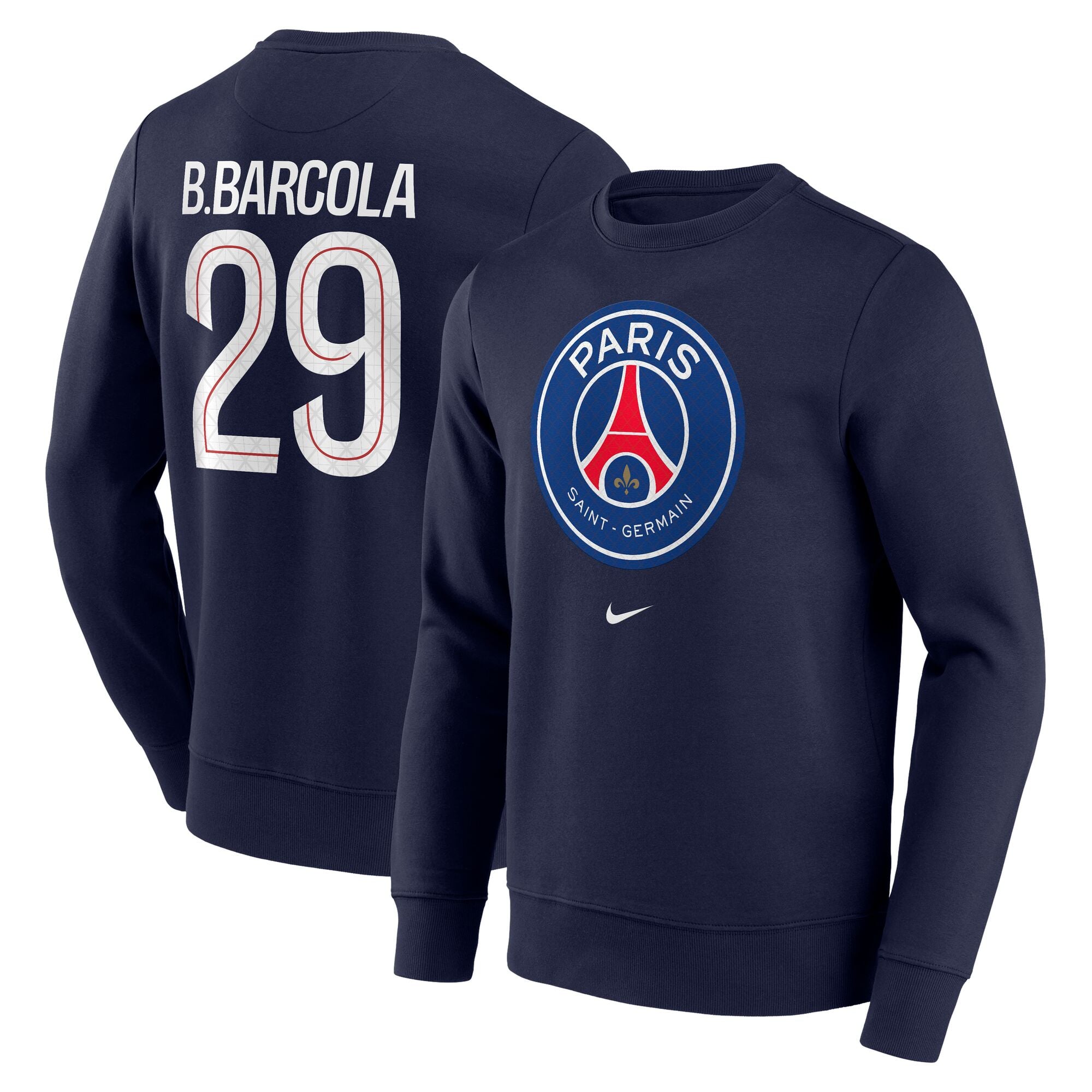 PSG Nike Barcola 29 Graphic Crew Sweatshirt - Navy - Mens