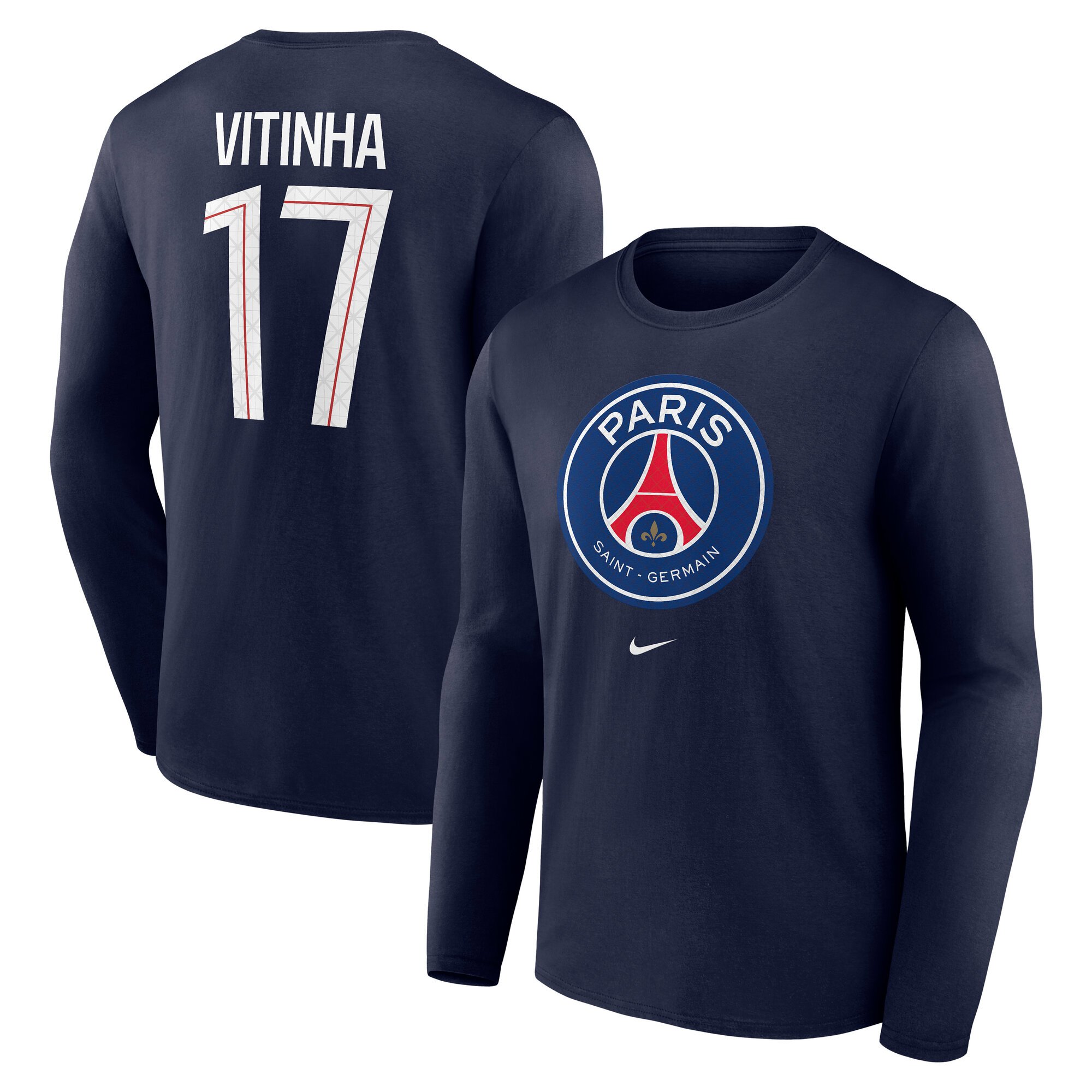 PSG Nike Vitinha 17 Graphic Long Sleeve T-Shirt - Navy - Mens, , rebel_hi-res