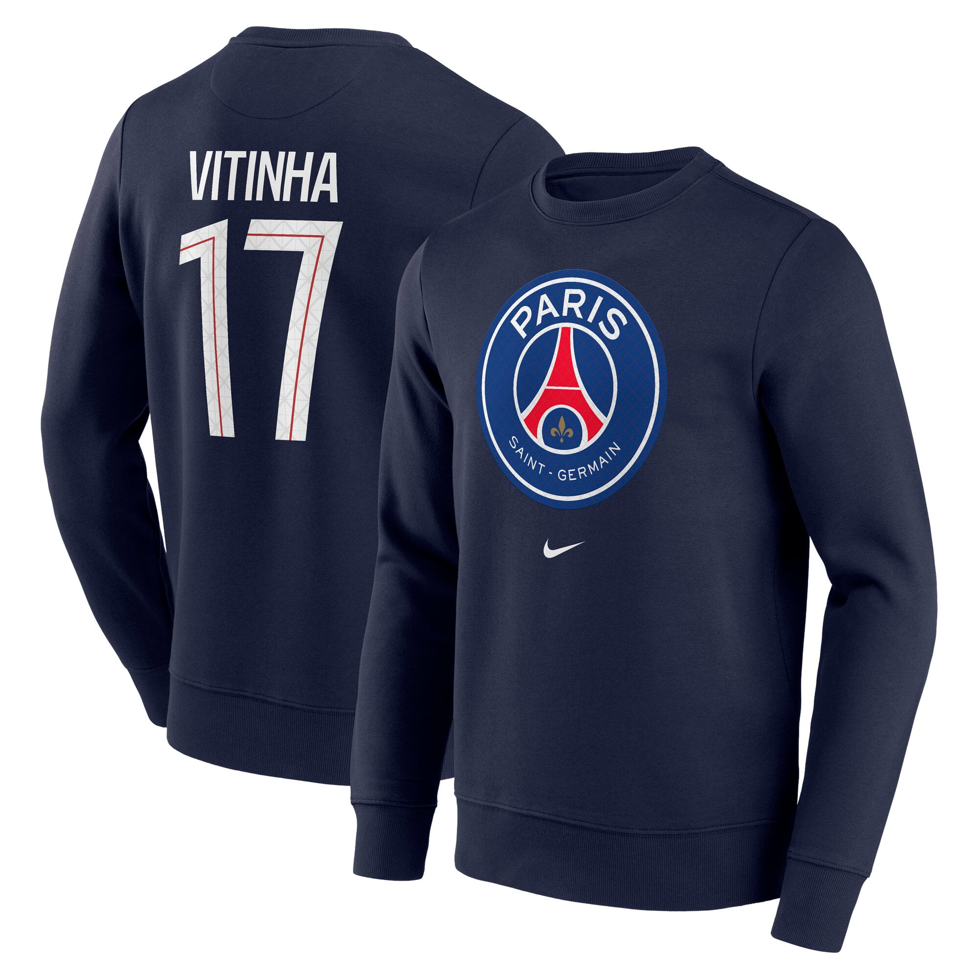 PSG Nike Vitinha 17 Graphic Crew Sweatshirt - Navy - Mens, , rebel_hi-res