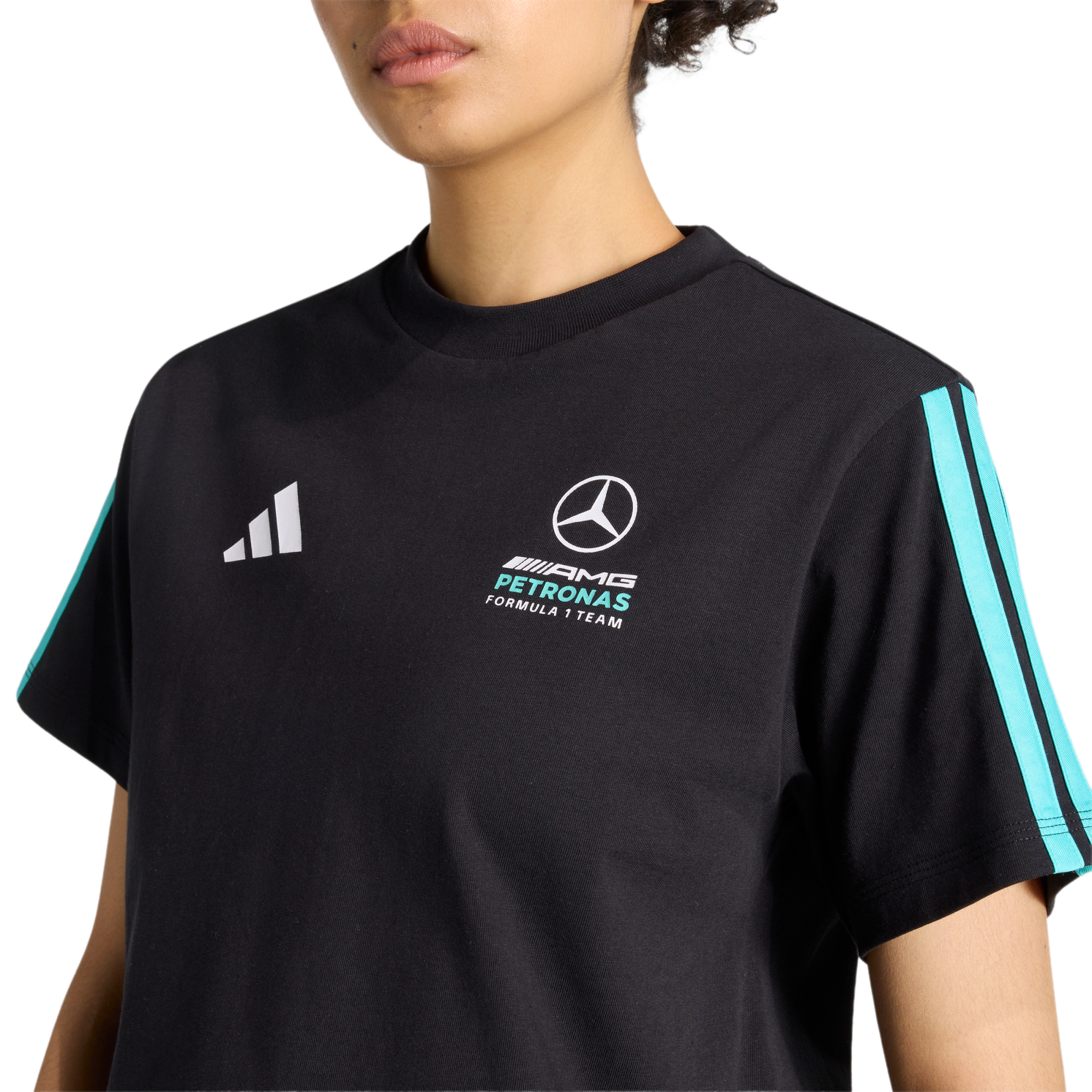 Mercedes AMG Petronas adidas F1 Logo T-Shirt - Black - Womens, , rebel_hi-res