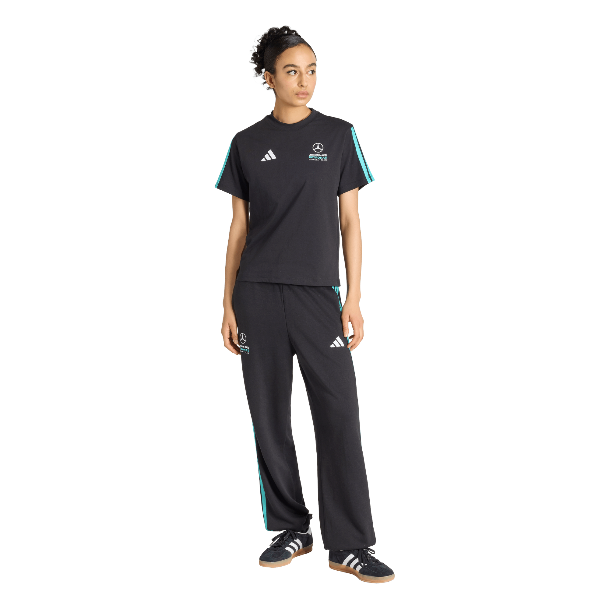 Mercedes AMG Petronas adidas F1 Logo T-Shirt - Black - Womens, , rebel_hi-res