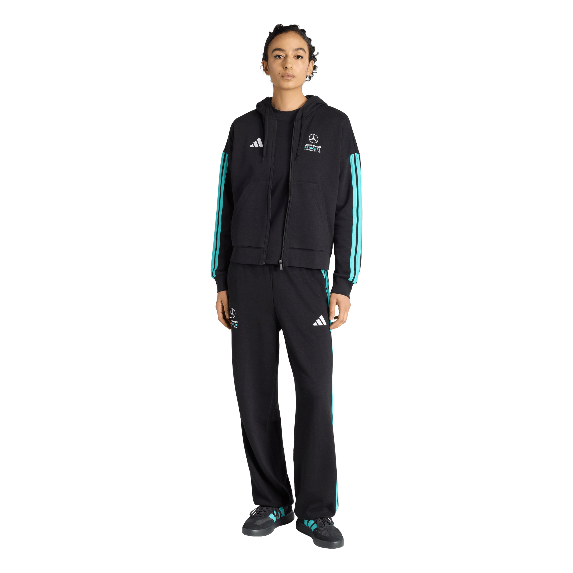 Mercedes AMG Petronas adidas F1 Logo Zip Hoodie - Black - Womens, , rebel_hi-res