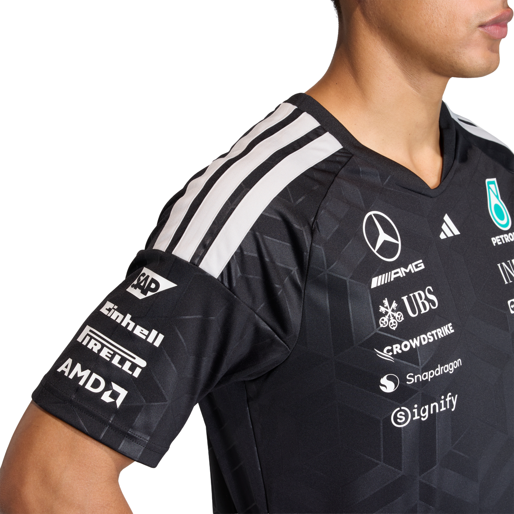 Mercedes AMG Petronas adidas F1 2026 Team Driver T-Shirt - Black, , rebel_hi-res
