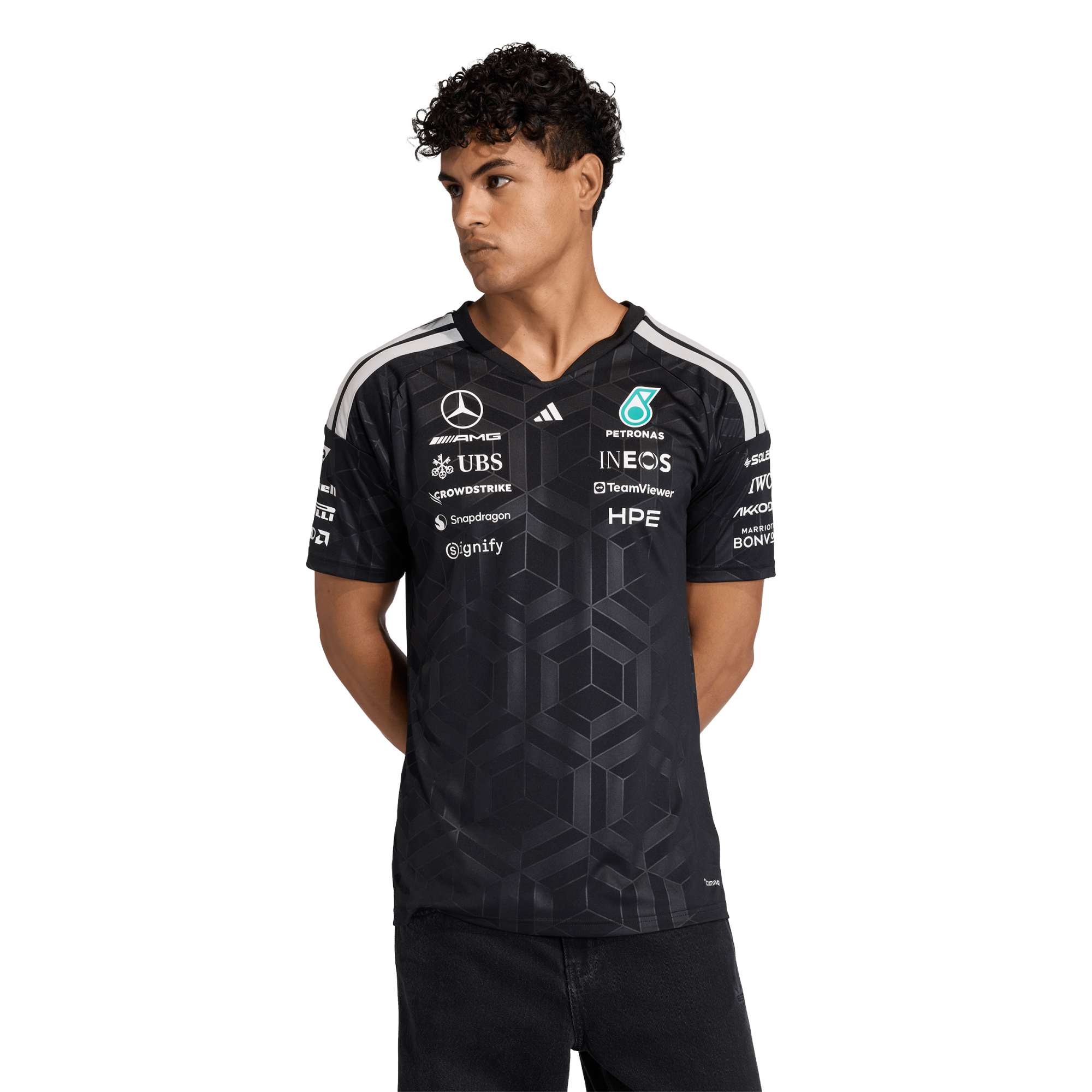 Mercedes AMG Petronas adidas F1 2026 Team Driver T-Shirt - Black, , rebel_hi-res