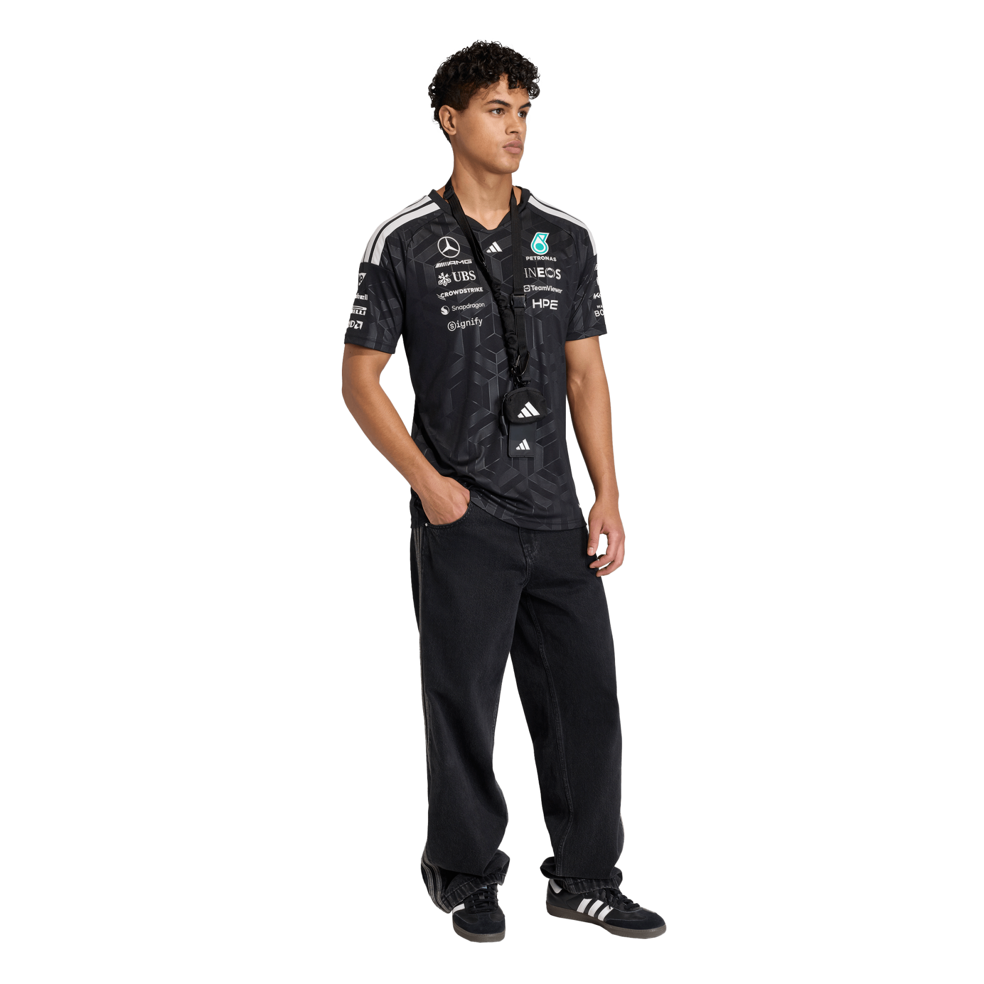 Mercedes AMG Petronas adidas F1 2026 Team Driver T-Shirt - Black, , rebel_hi-res