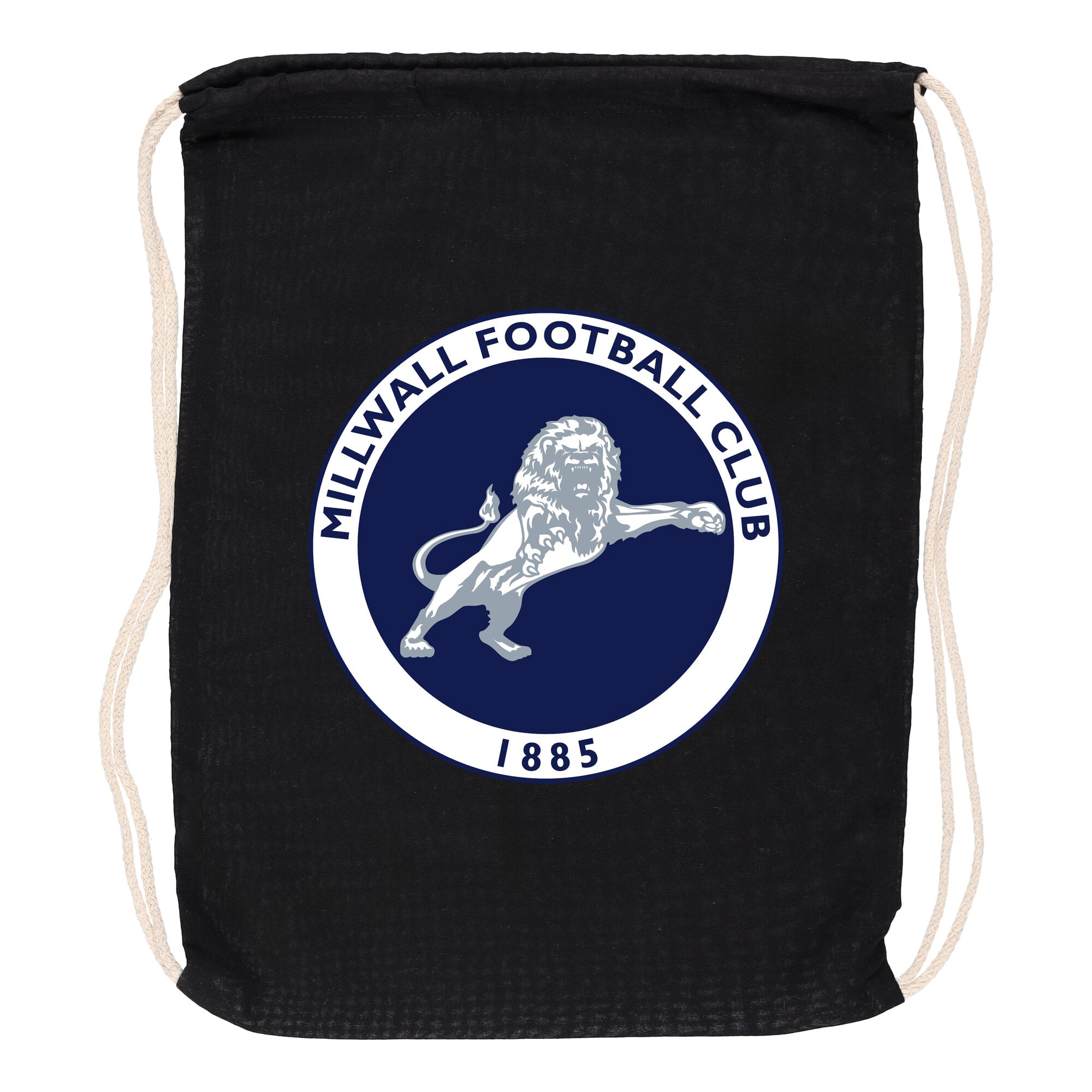 Millwall Logo 100% Cotton Drawstring Bag - Black, , rebel_hi-res
