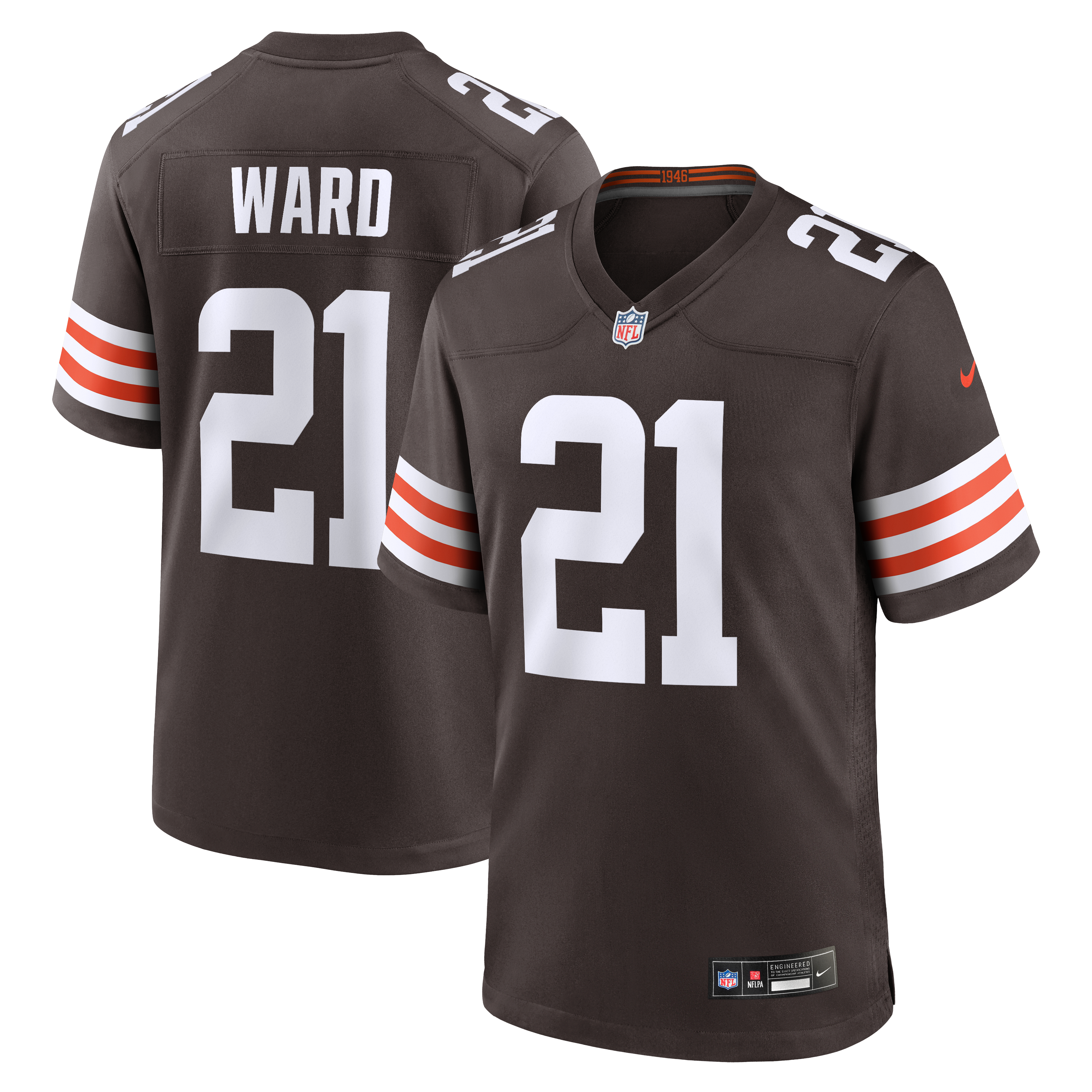 Cleveland Browns Nike Game Home Jersey - Brown - Denzel Ward - Mens, , rebel_hi-res