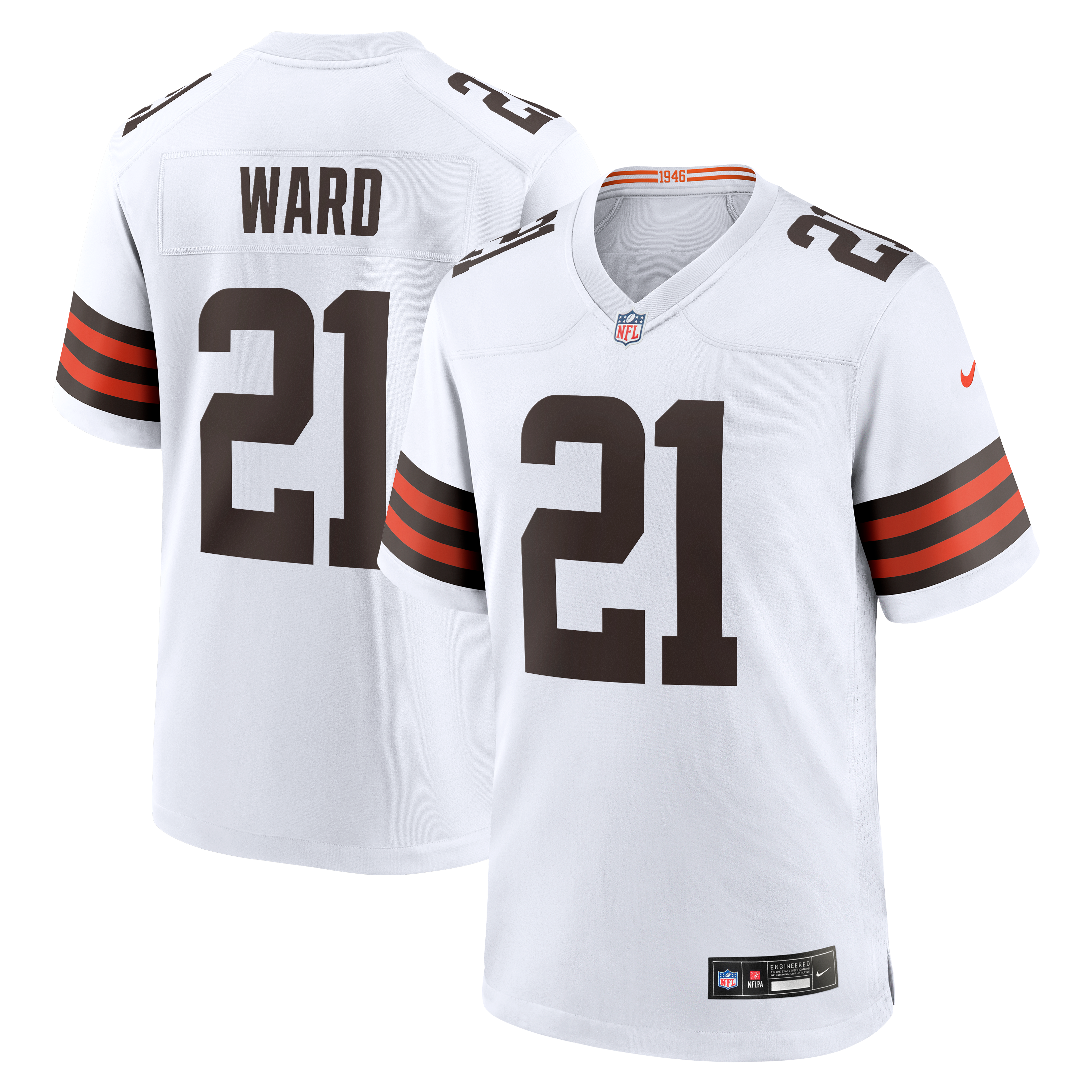 Cleveland Browns Nike Game Road Jersey - White - Denzel Ward - Mens