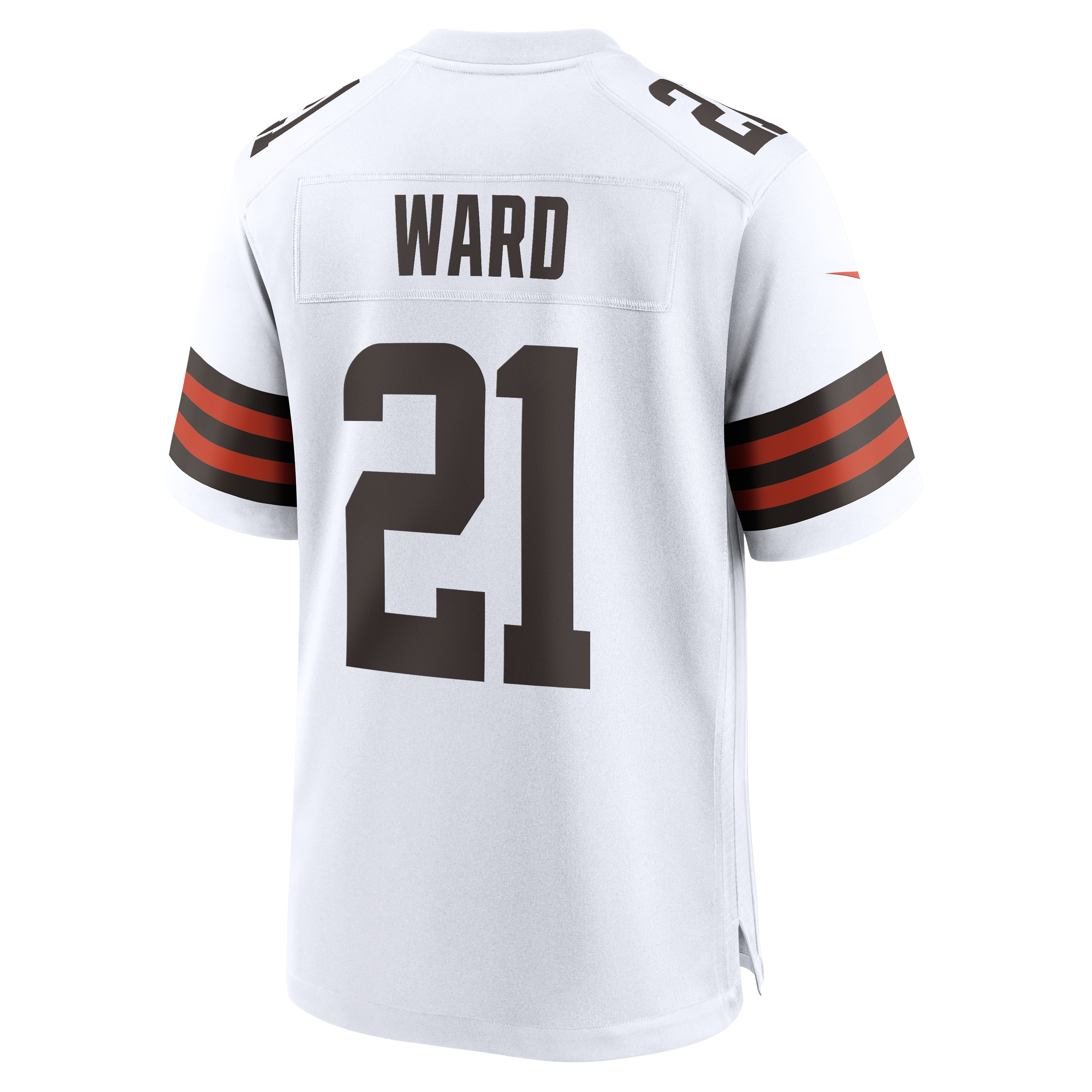Cleveland Browns Nike Game Road Jersey - White - Denzel Ward - Mens, , rebel_hi-res