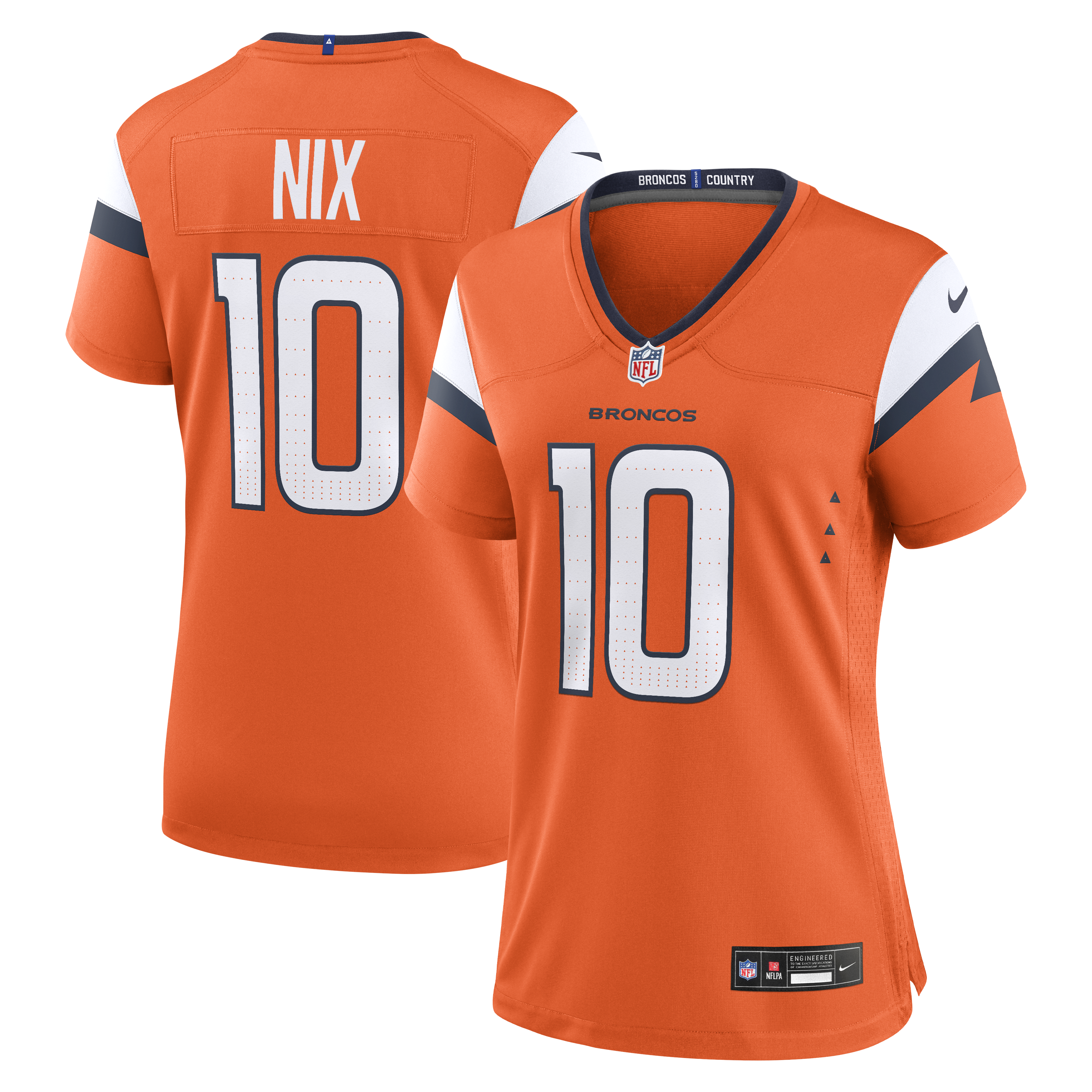Denver Broncos Nike Game Home Jersey - Orange - Bo Nix - Womens, , rebel_hi-res