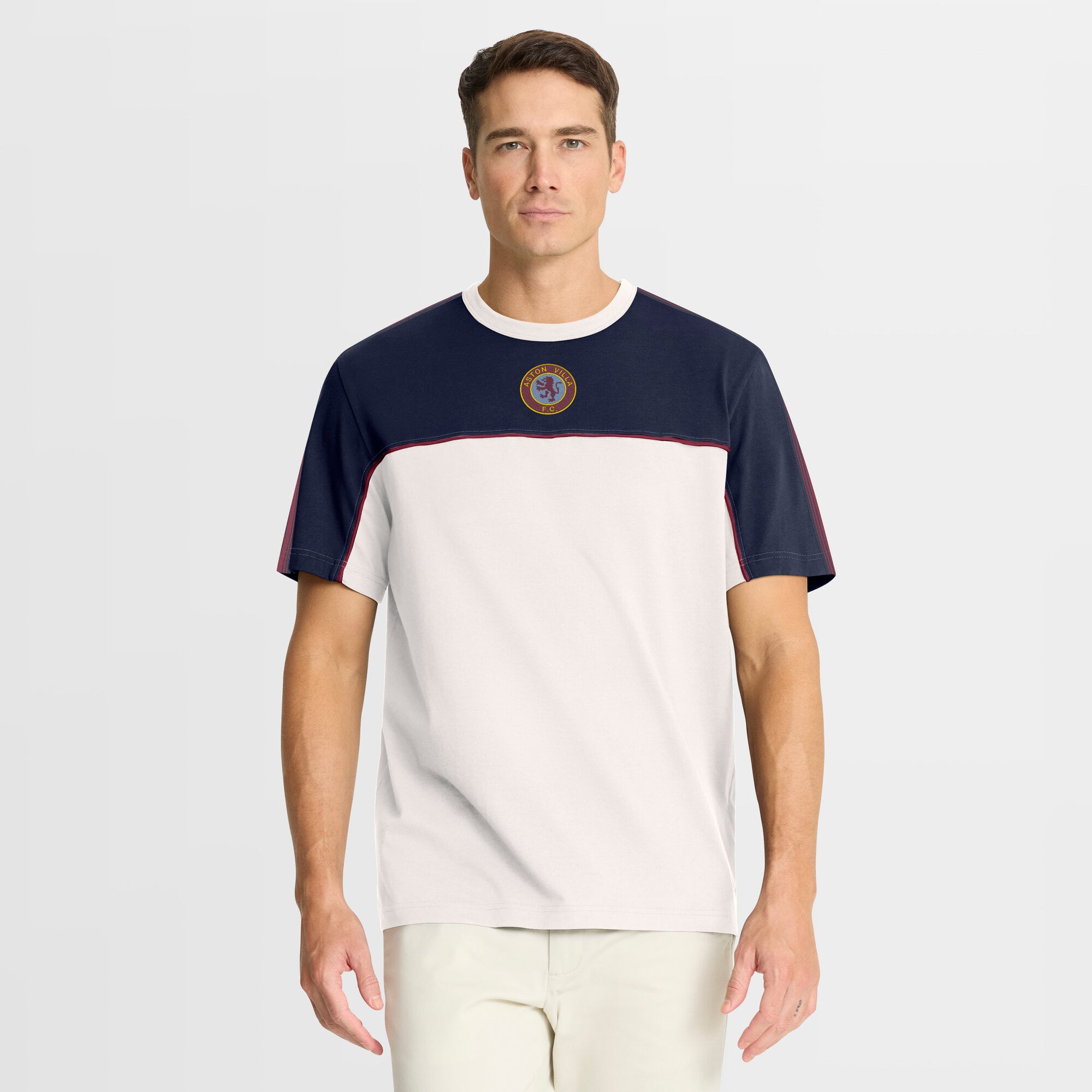 Aston Villa Retro T-Shirt - Antique White - Mens, , rebel_hi-res