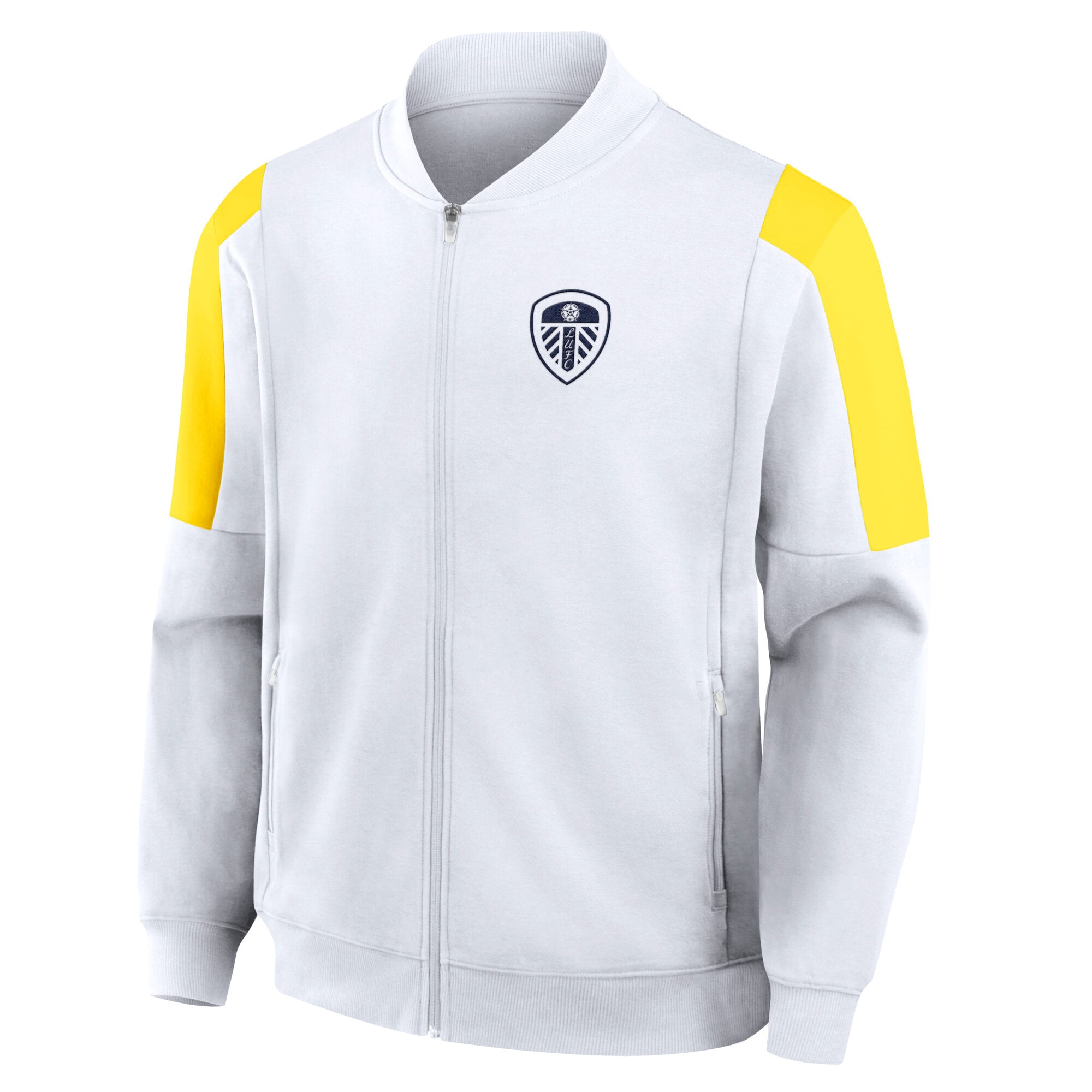 Leeds United Track Jacket - White - Mens, , rebel_hi-res