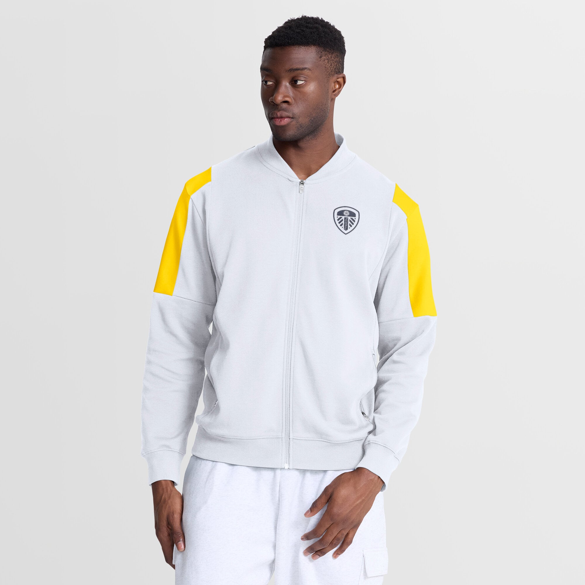 Leeds United Track Jacket - White - Mens, , rebel_hi-res