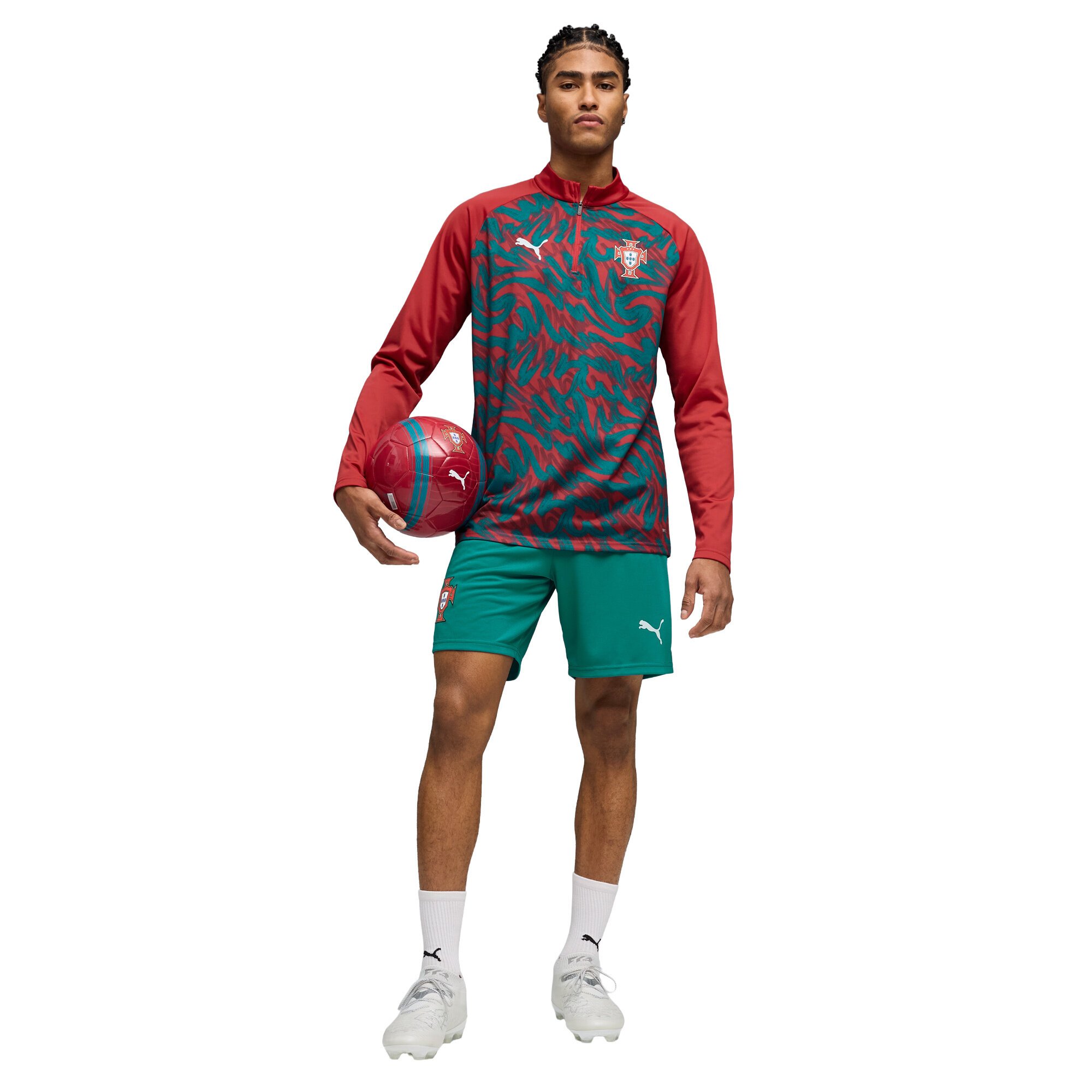 Portugal PUMA Warm Up 1/4 Zip Top - Dark Red, , rebel_hi-res