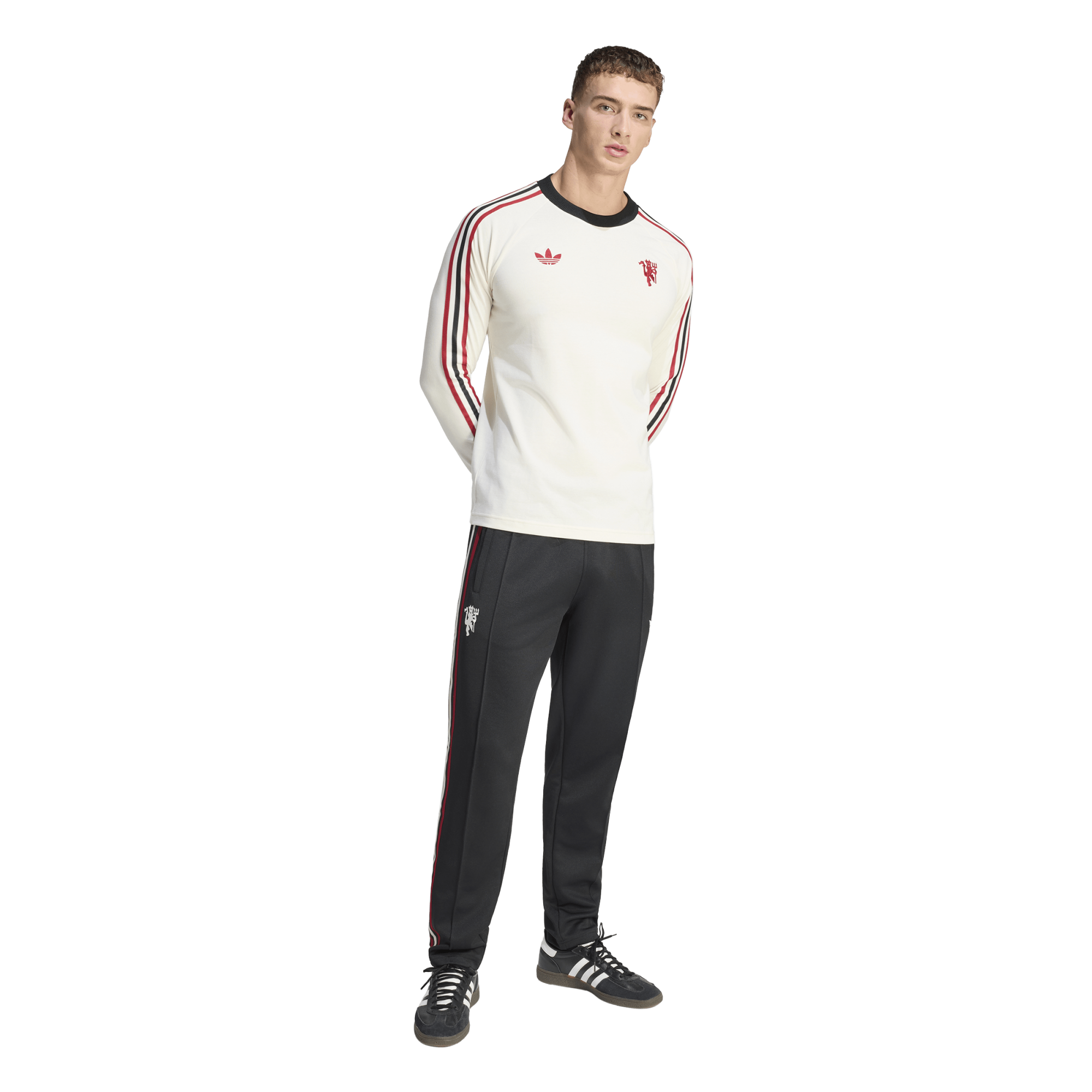 Manchester United adidas Originals Long Sleeve Top - Off White, , rebel_hi-res