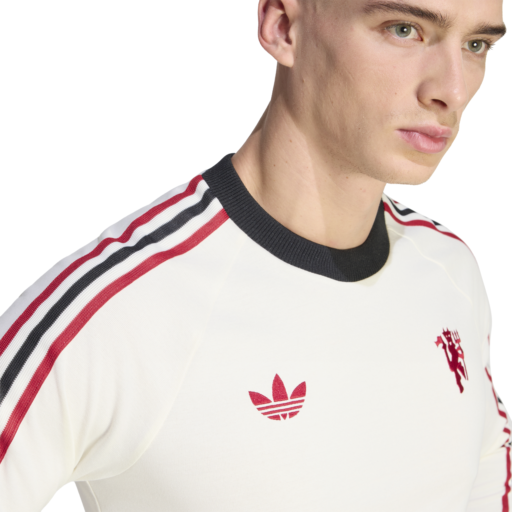 Manchester United adidas Originals Long Sleeve Top - Off White, , rebel_hi-res