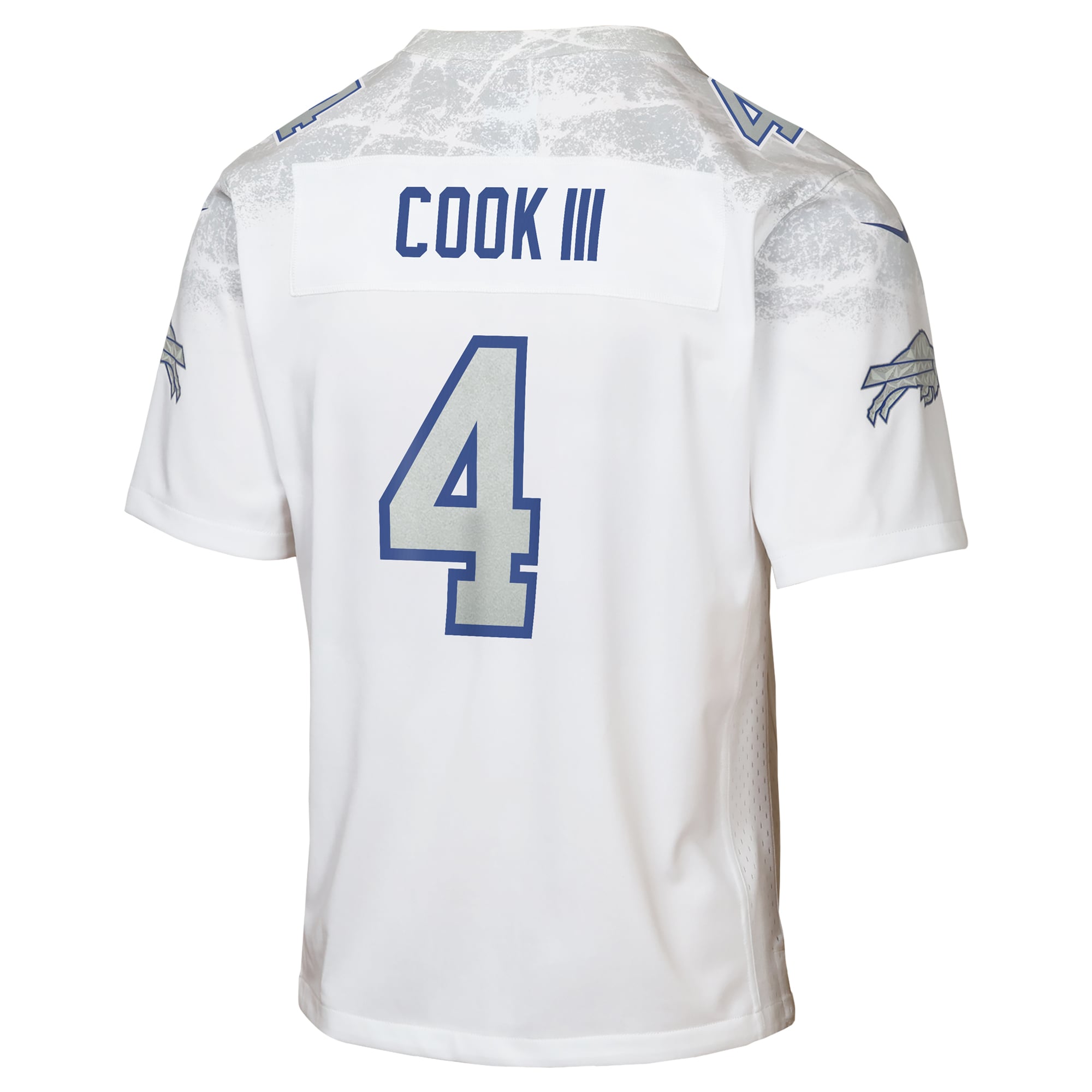 Buffalo Bills Nike Game Rivalry Jersey - White - James Cook III - Youth, , rebel_hi-res