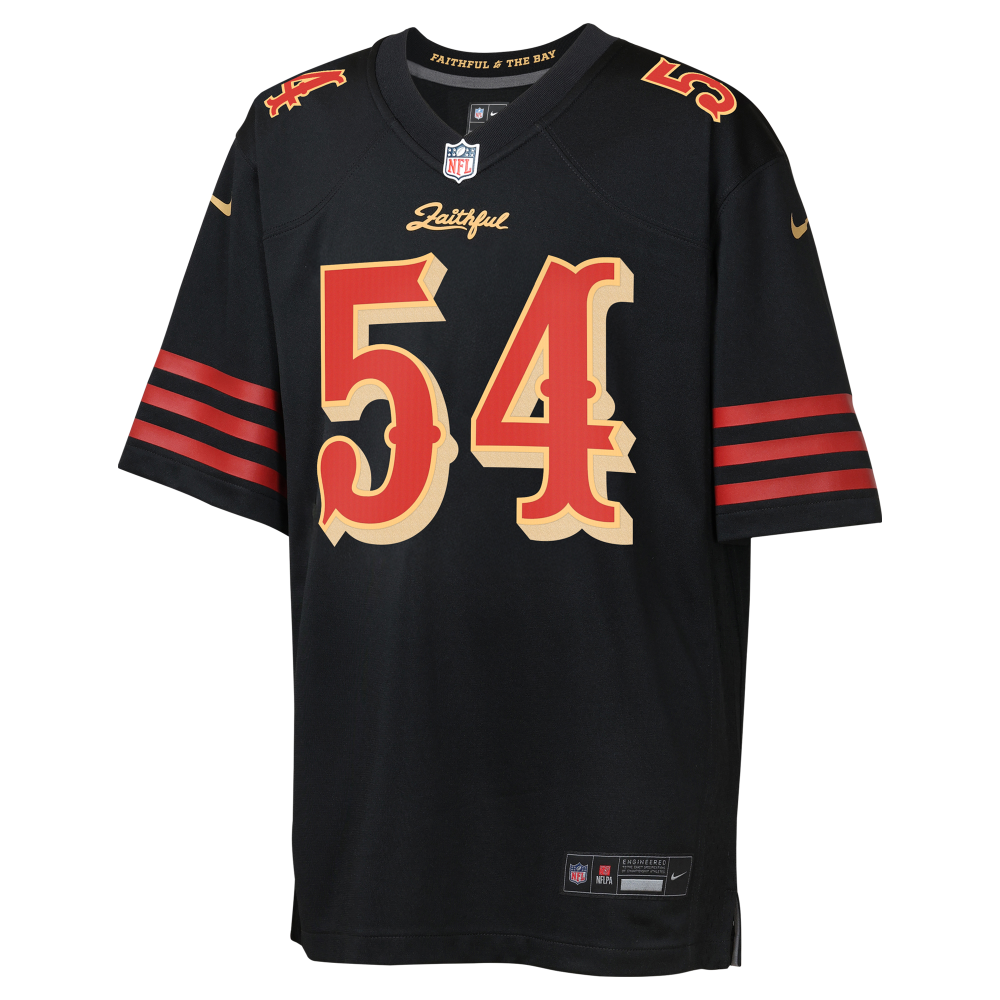 San Francisco 49ers Nike Game Rivalry  Jersey - Black - Fred Warner - Youth, , rebel_hi-res