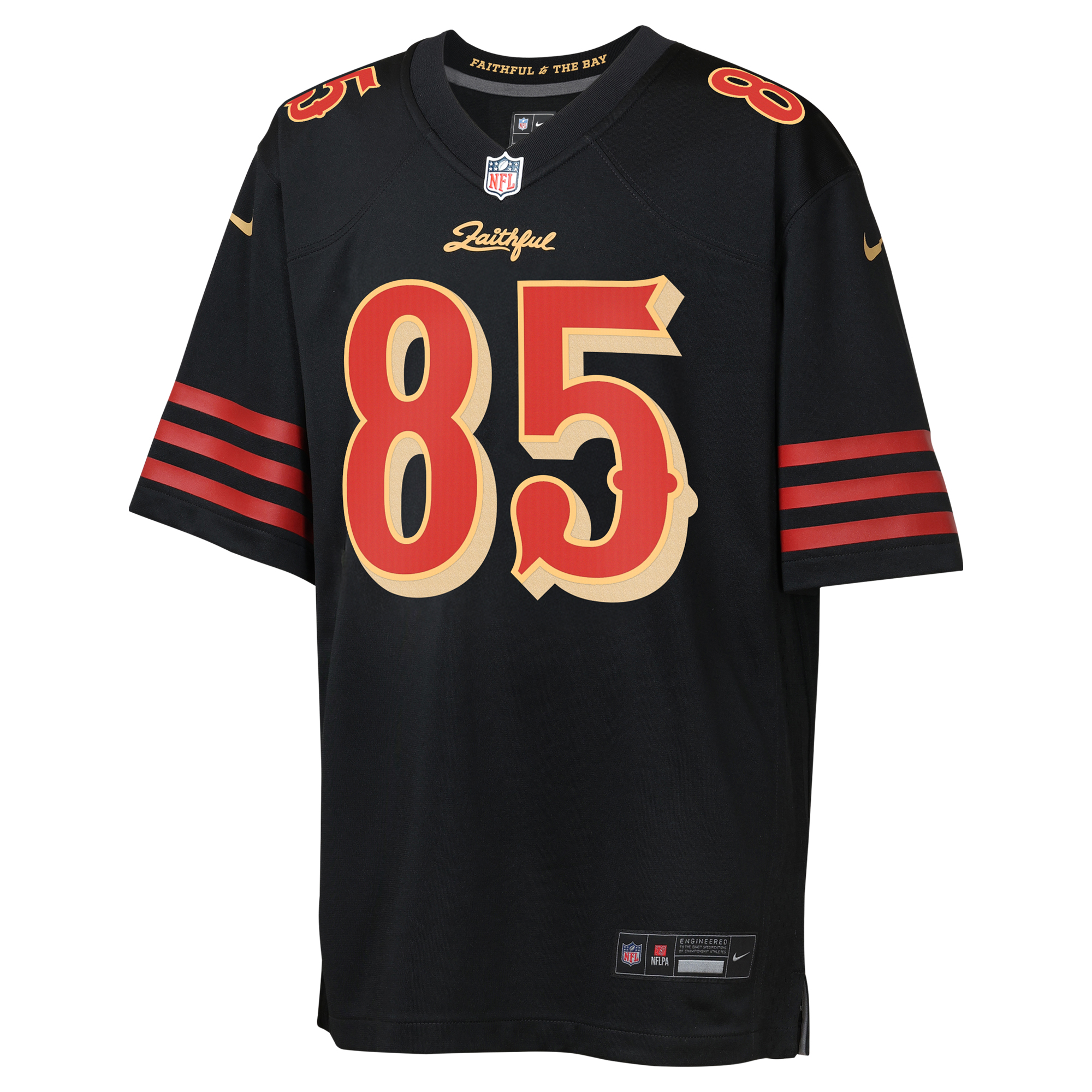 San Francisco 49ers Nike Game Rivalry  Jersey - Black - George Kittle - Youth, , rebel_hi-res